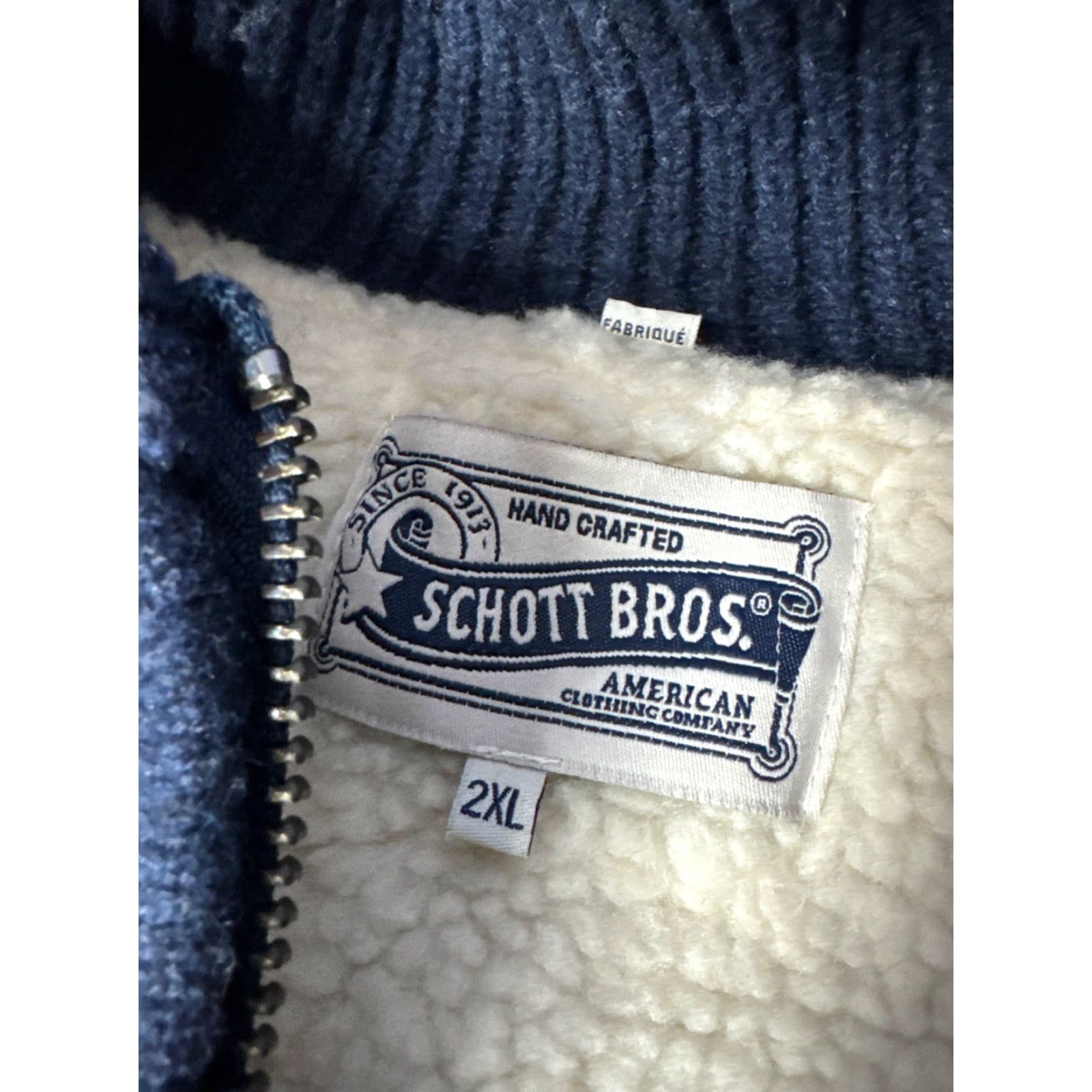 Schott Schott Bros Wool Sweater Jacket Zip Sherpa Lined 2XL Blue Mens Jacket Size US XXL / EU 58 / 5 - 5 Thumbnail