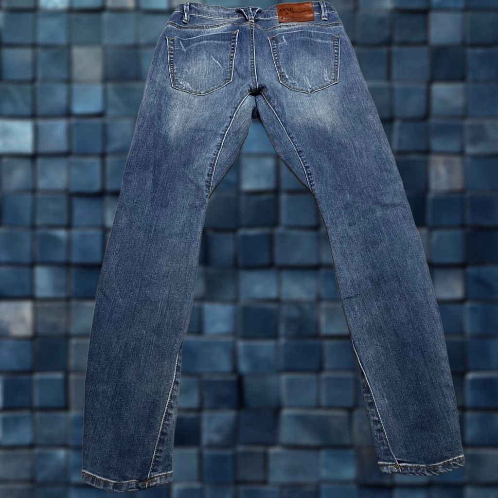 Vintage One Teaspoon Jeans Womens 25 Blue Denim Distressed Eagle Skinny Jeans Size 42" / US 20 - 1 Thumbnail