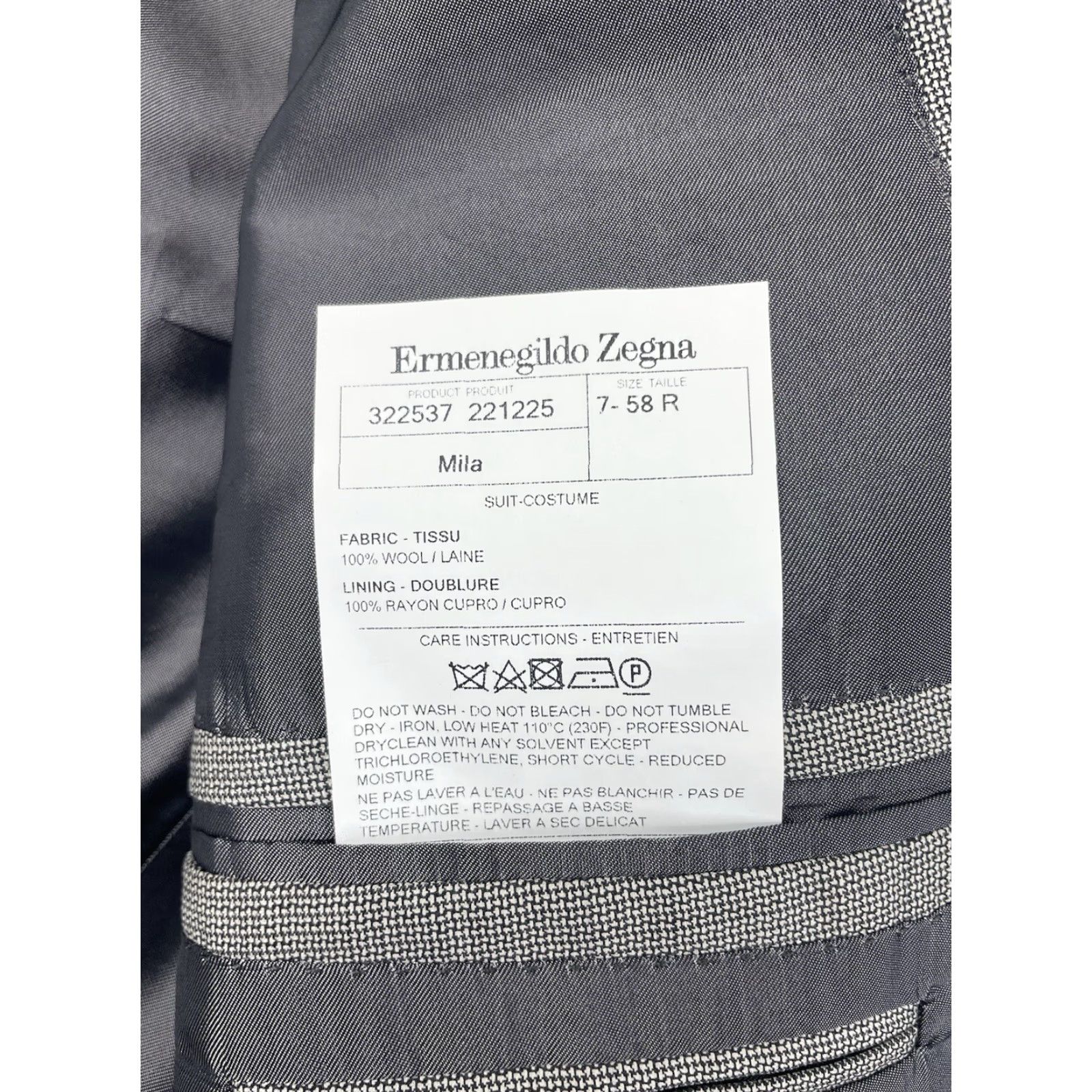 Ermenegildo Zegna Ermenegildo Zegna Blazer Single-Breasted Wool 48R Plaid Gray Men Size 48R - 4 Thumbnail