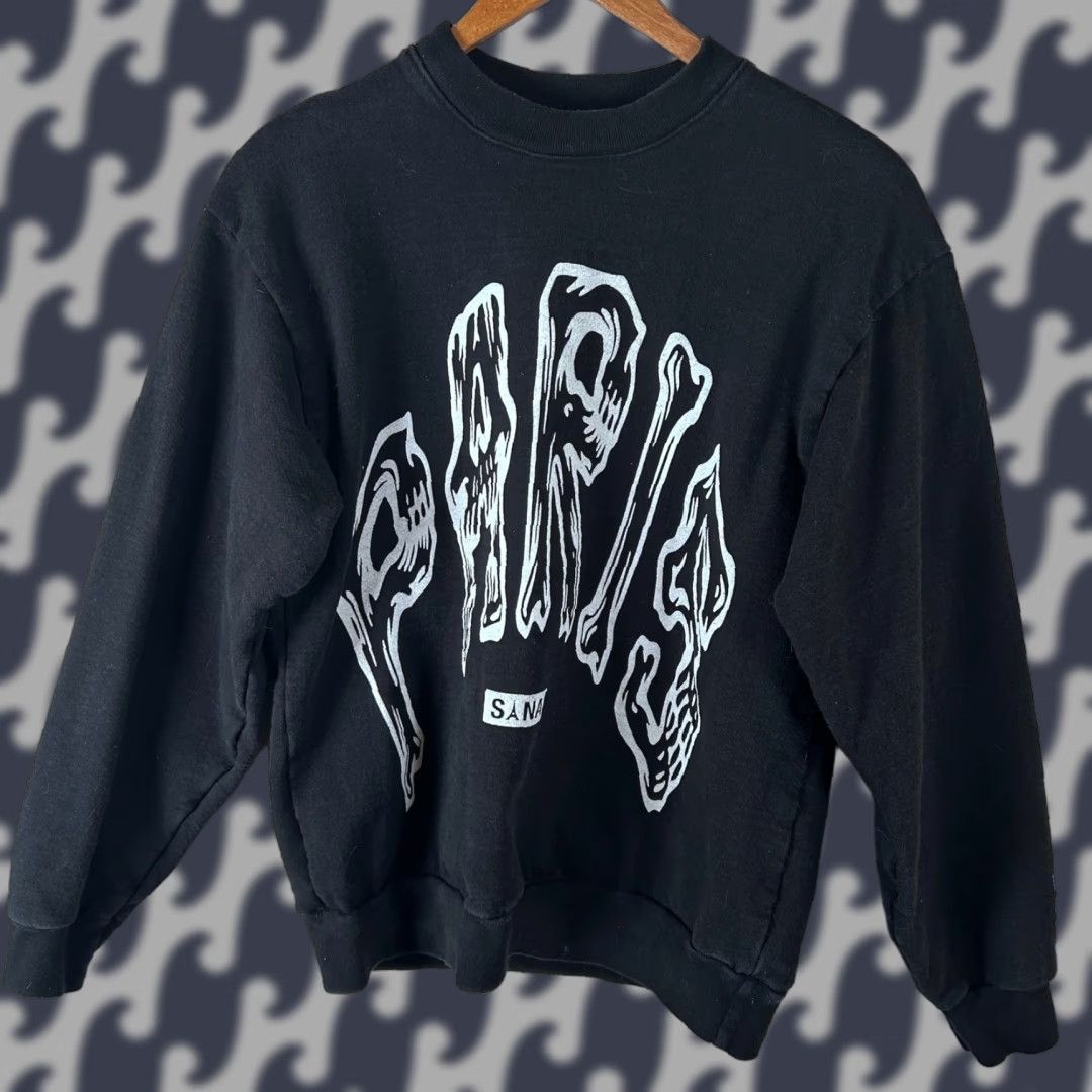Vintage SANA Detroit Paris Skeleton Graphic Black Crewneck Sweatshirt Mens S Size US S / EU 44-46 / 1 - 1 Thumbnail