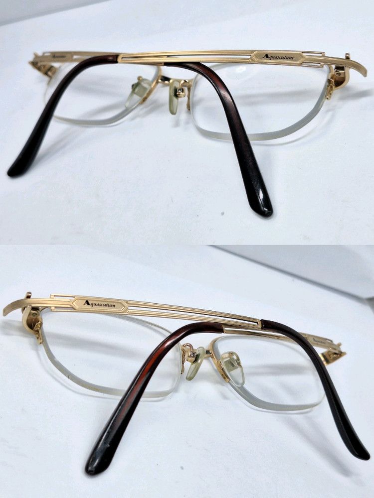 Aquascutum Aquascutum AQ-2015 Pure Titanium Half-Rim Glasses Frame Gold Size ONE SIZE - 9 Thumbnail