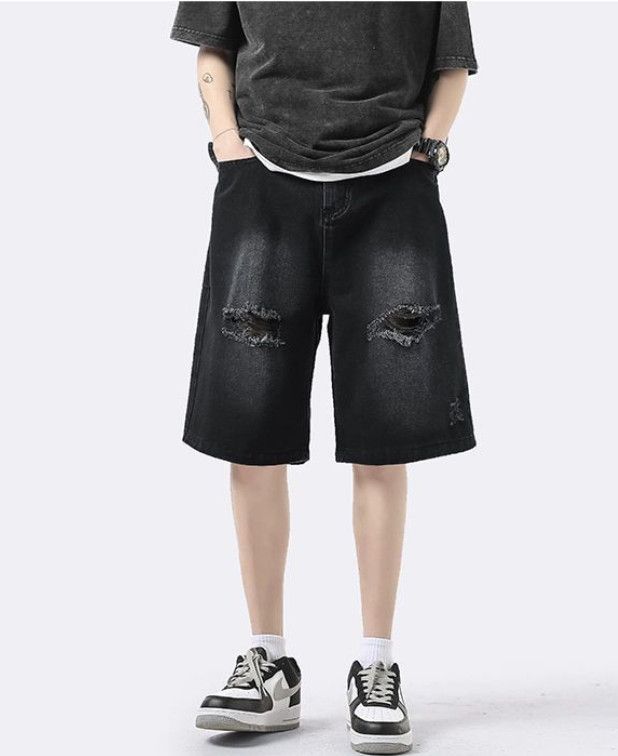 Japanese Brand Men's American high street distressed ripped denim shorts Size US 32 / EU 48 - 1 Thumbnail