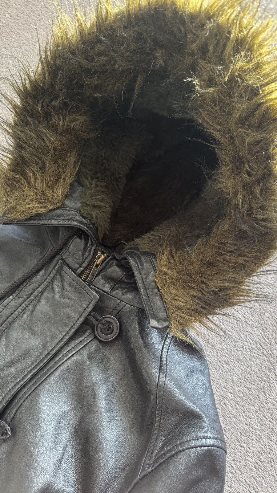 Japanese Brand Y2K Faux Fur Leather Bomber Jacket Ifsixwasnine LGB Goa vibe Size US S / EU 44-46 / 1 - 5 Thumbnail