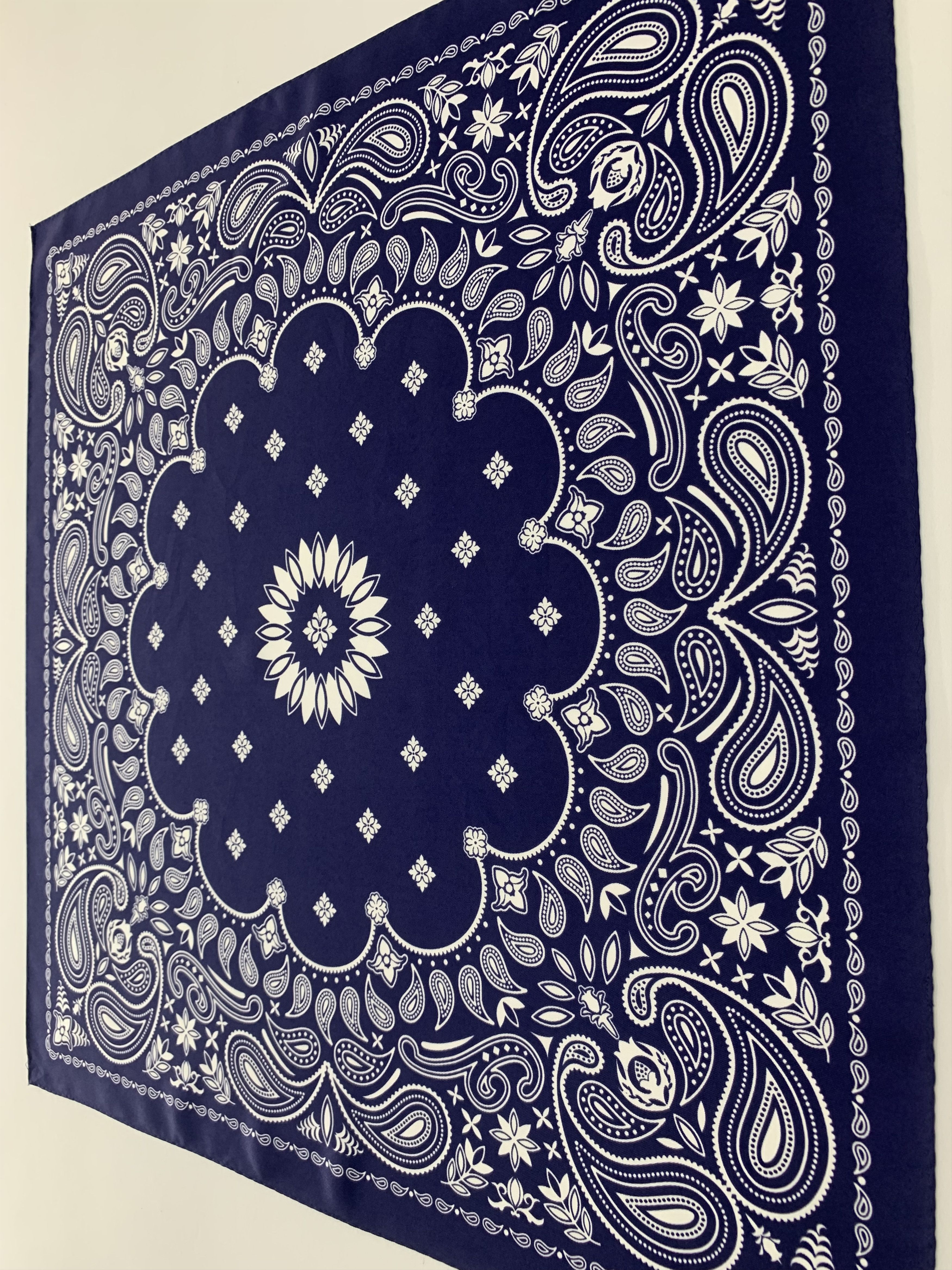 Vintage Blue Paisley Scarf Bandana Handkerchief TC1425 Size ONE SIZE - 6 Thumbnail