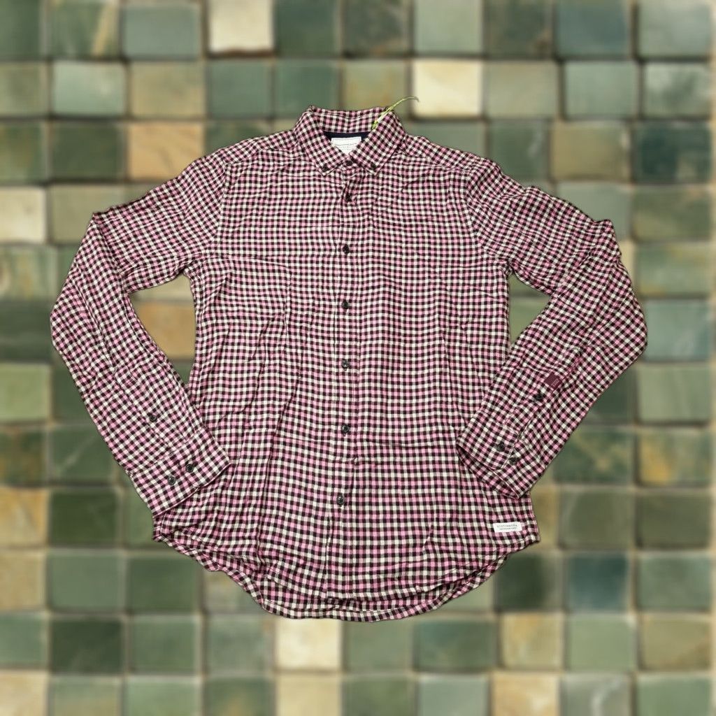 Scotch & Soda Scotch & Soda Shirt Men S Pink Black Check 100% Viscose Amsterdam Blauw Size US S / EU 44-46 / 1 - 1 Thumbnail