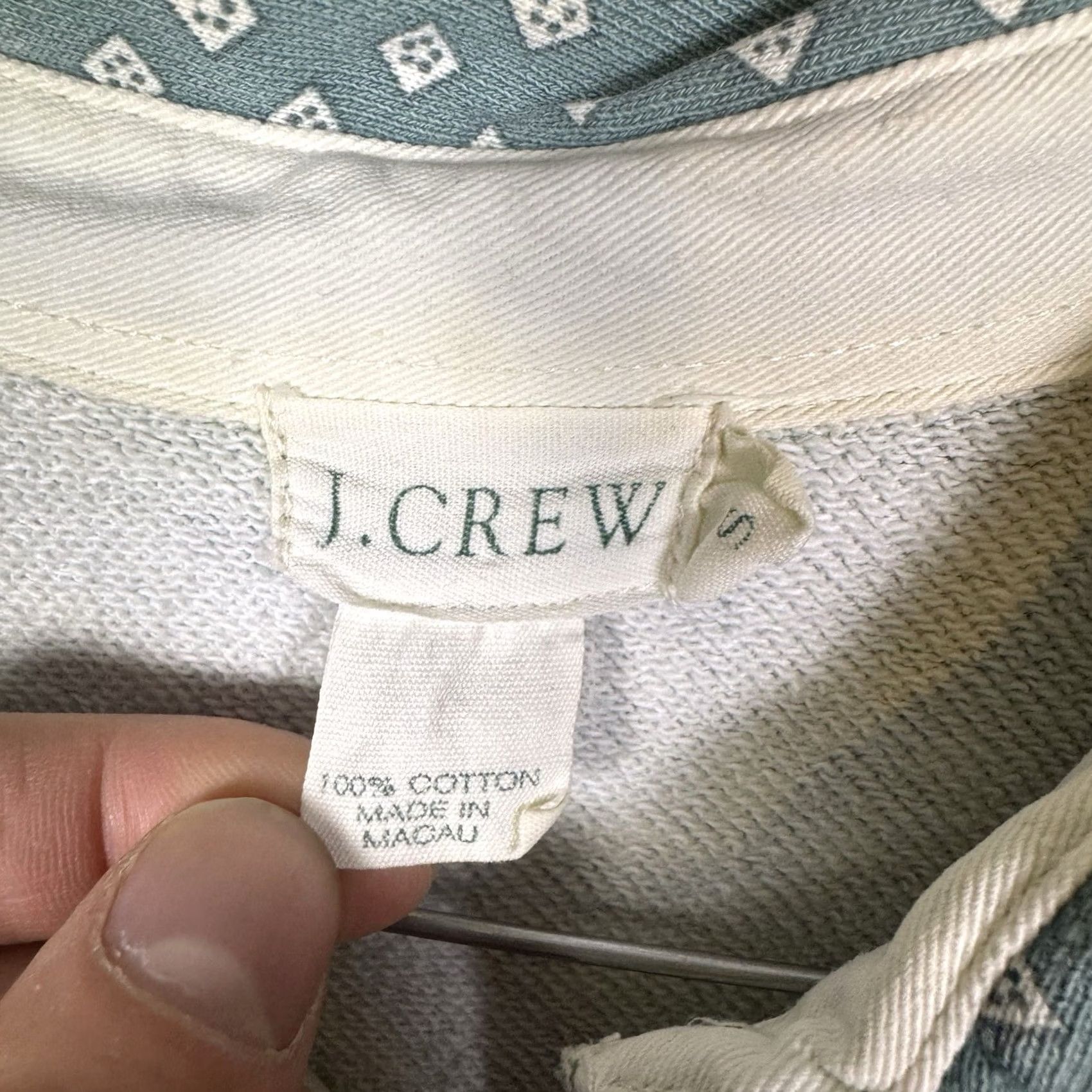 J.Crew VINTAGE J.CREW Sweater Mens S Pullover Knit Wool Cotton Green Rugby All Over Print Geometric - Fall Winter Spring - Mens Size US S / EU 44-46 / 1 - 5 Thumbnail