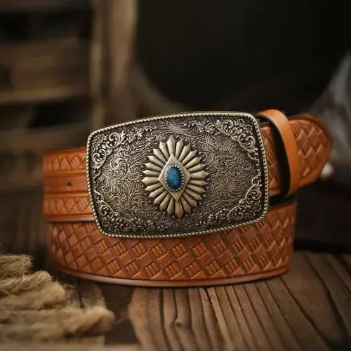 Japanese Brand Western Carved Flower Belt Men Women Size ONE SIZE - 2 Thumbnail