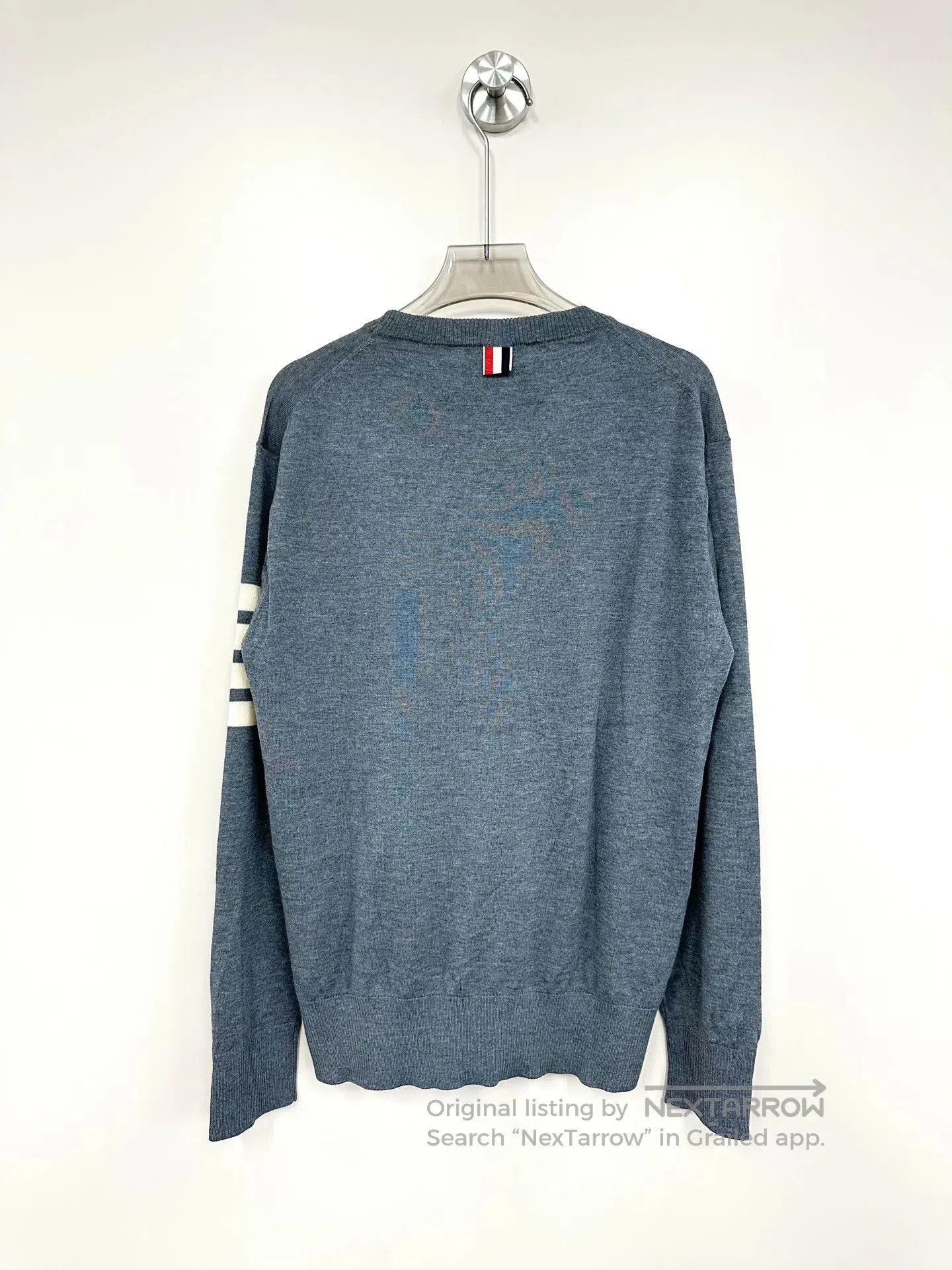 Thom Browne Thom Browne Gray Classic Stripe Knit Sweater| Size US M / EU 48-50 / 2 - 2 Thumbnail