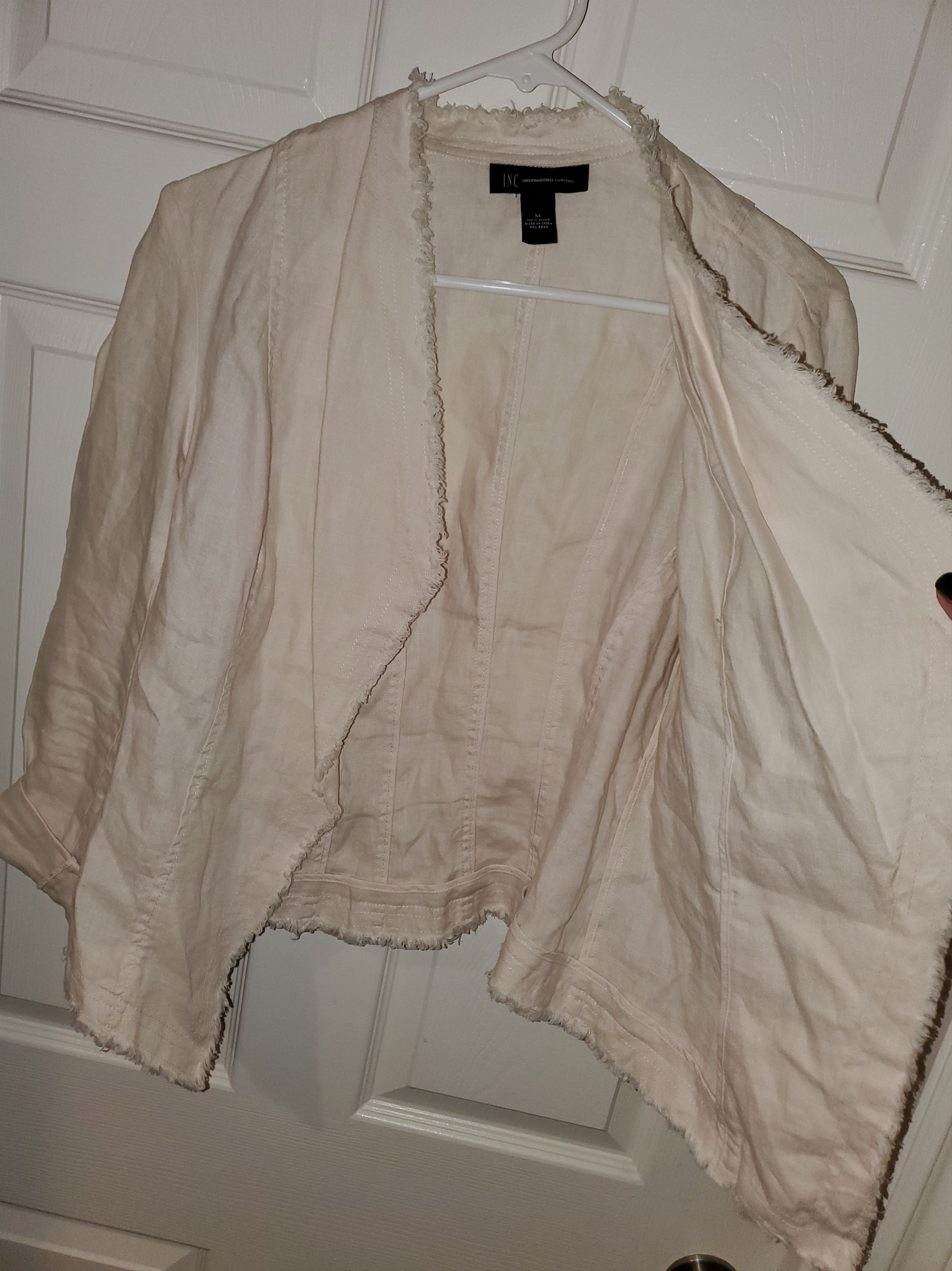 Vintage Vintage Cream Frayed Edge Linen Blazer (size M) Size M / US 6-8 / IT 42-44 - 6 Thumbnail