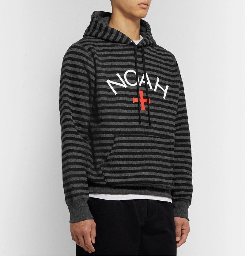 Noah Noah Cross Logo Print Striped Fleece Cotton Hoodie Size US S / EU 44-46 / 1 - 1 Thumbnail