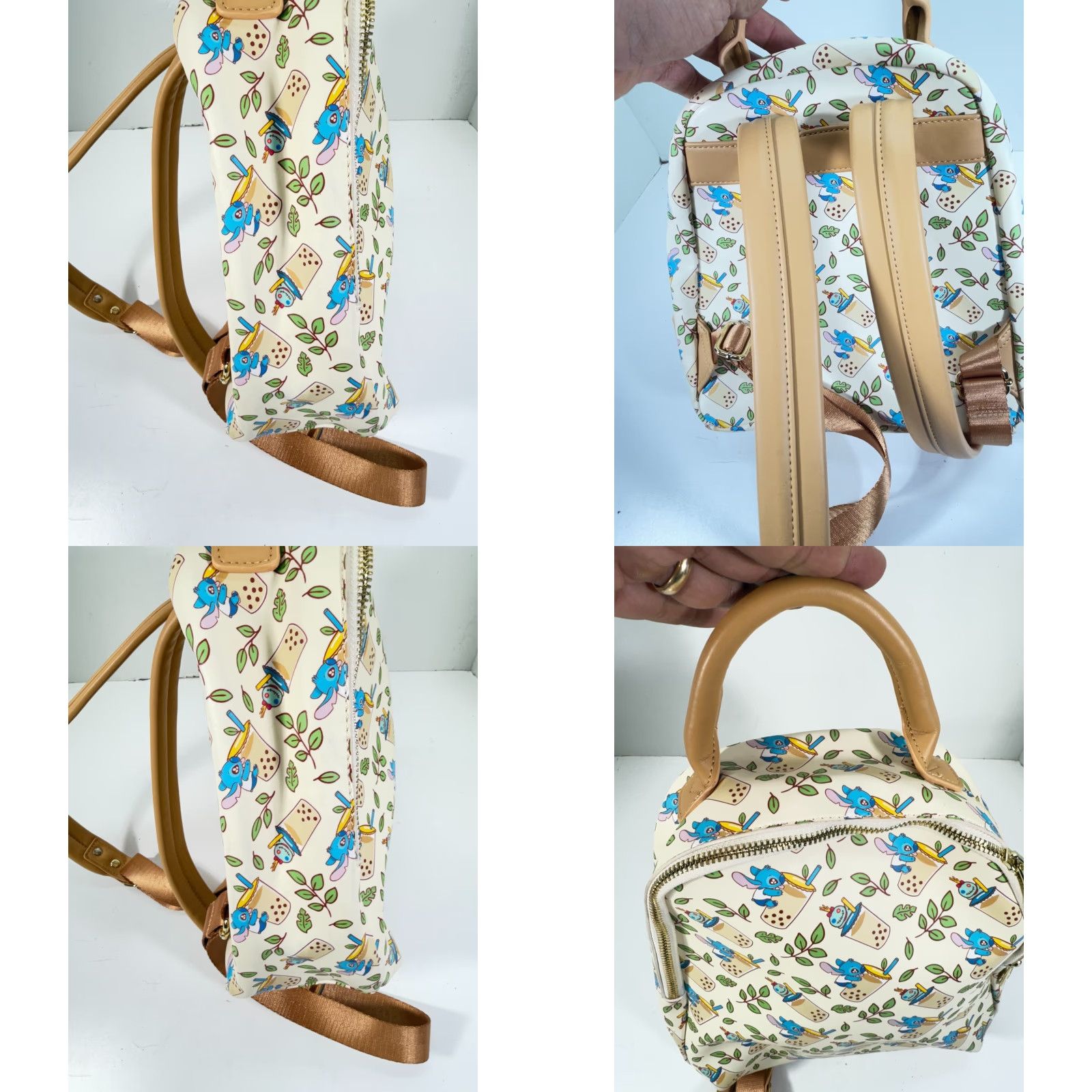 Vintage Loungefly Backpack Disney Lilo & Stitch Boba Mini Cream Purse Womens Zip Zipper Bag Size ONE SIZE - 8 Thumbnail