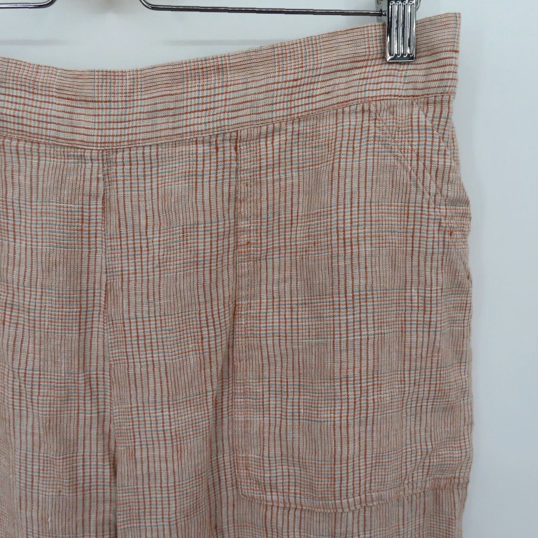 FLAX FLAX Women Small Multicolor Plaid Check Casual Crop Capri Pants Pockets Linen Square Pocket Cropped Pants Size 28" / US 6 / IT 42 - 3 Thumbnail