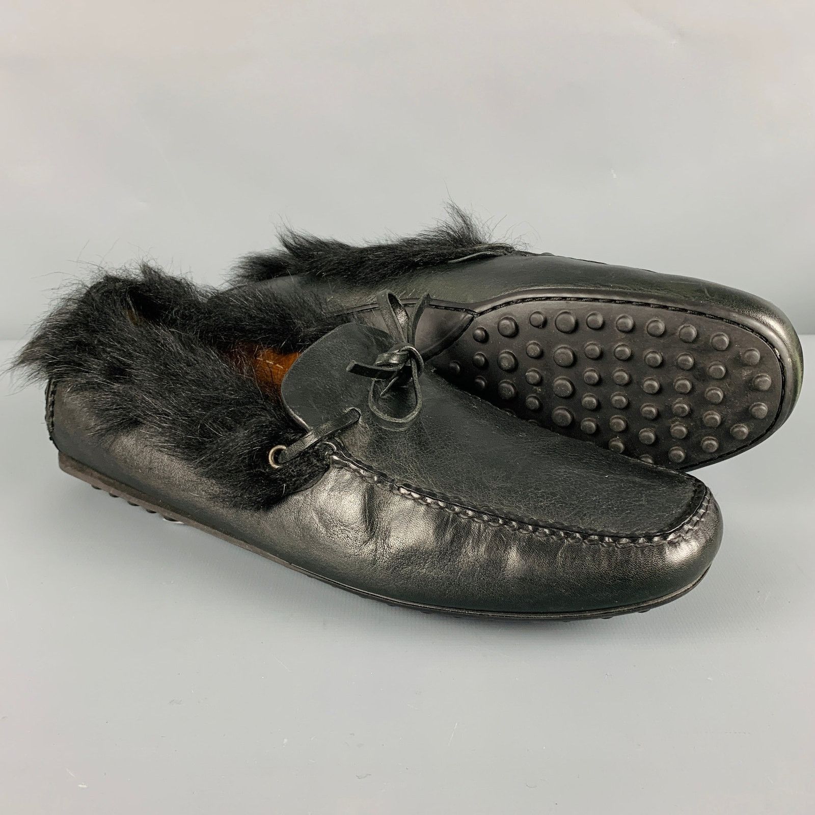 Car Shoe CAR SHOE Size 8 Black Leather Fur Trim Drivers Loafers Size US 8 / EU 41 - 4 Thumbnail