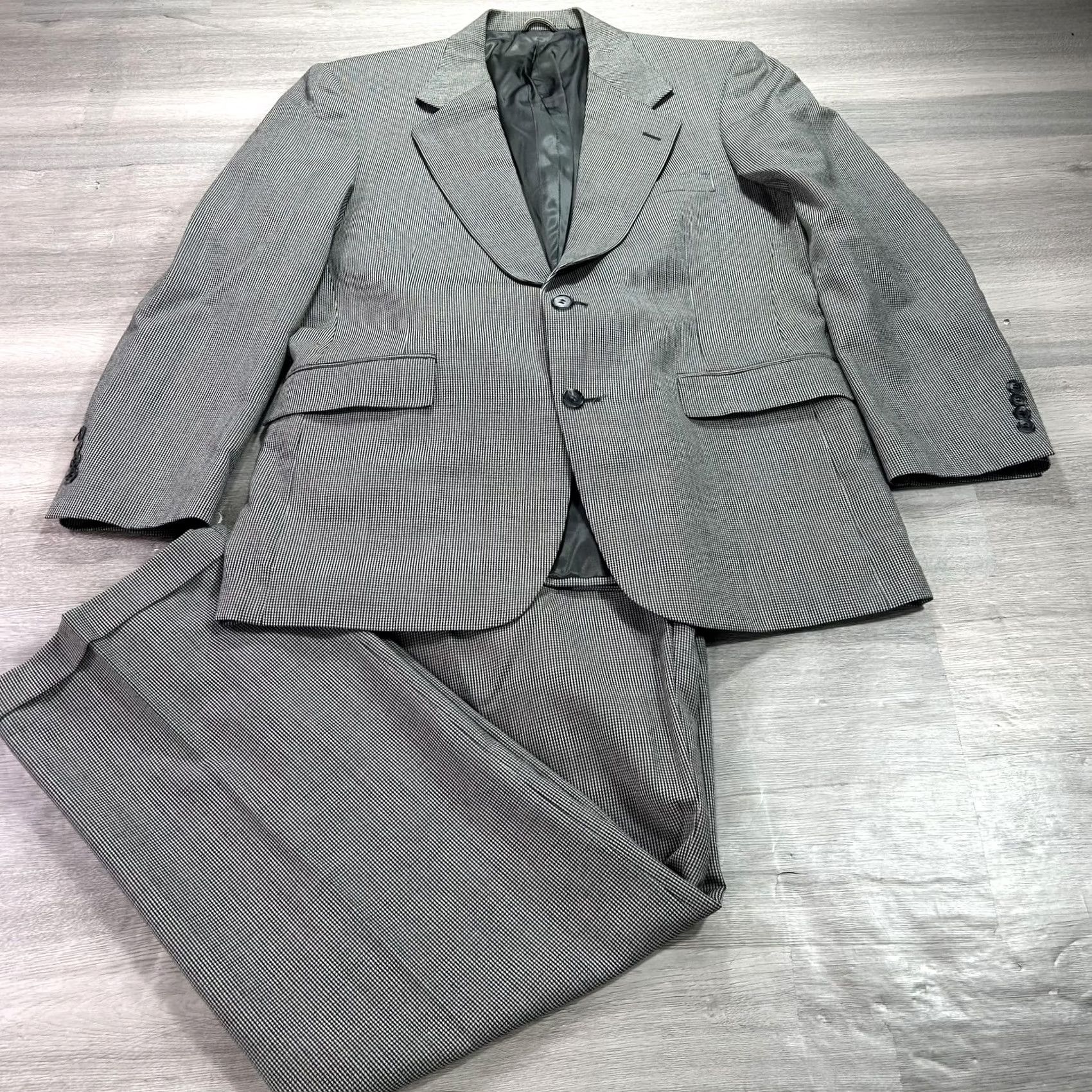 Stafford Stafford Executive 2 Piece Wool Suit Gray Check #41R Jacket 34x31 Pants 2 Piece Mens Regular Casual Formal Wedding Business Size 42R - 2 Thumbnail
