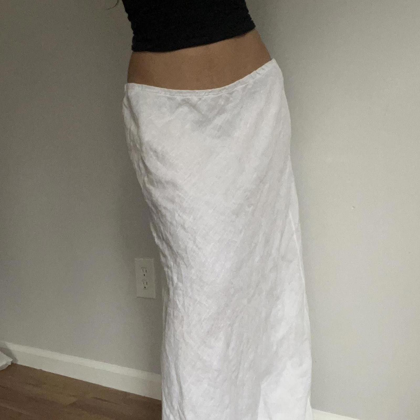 Other womens large White linen maxi skirt with elastic waistband Size 36" / US 14 / IT 50 - 6 Thumbnail