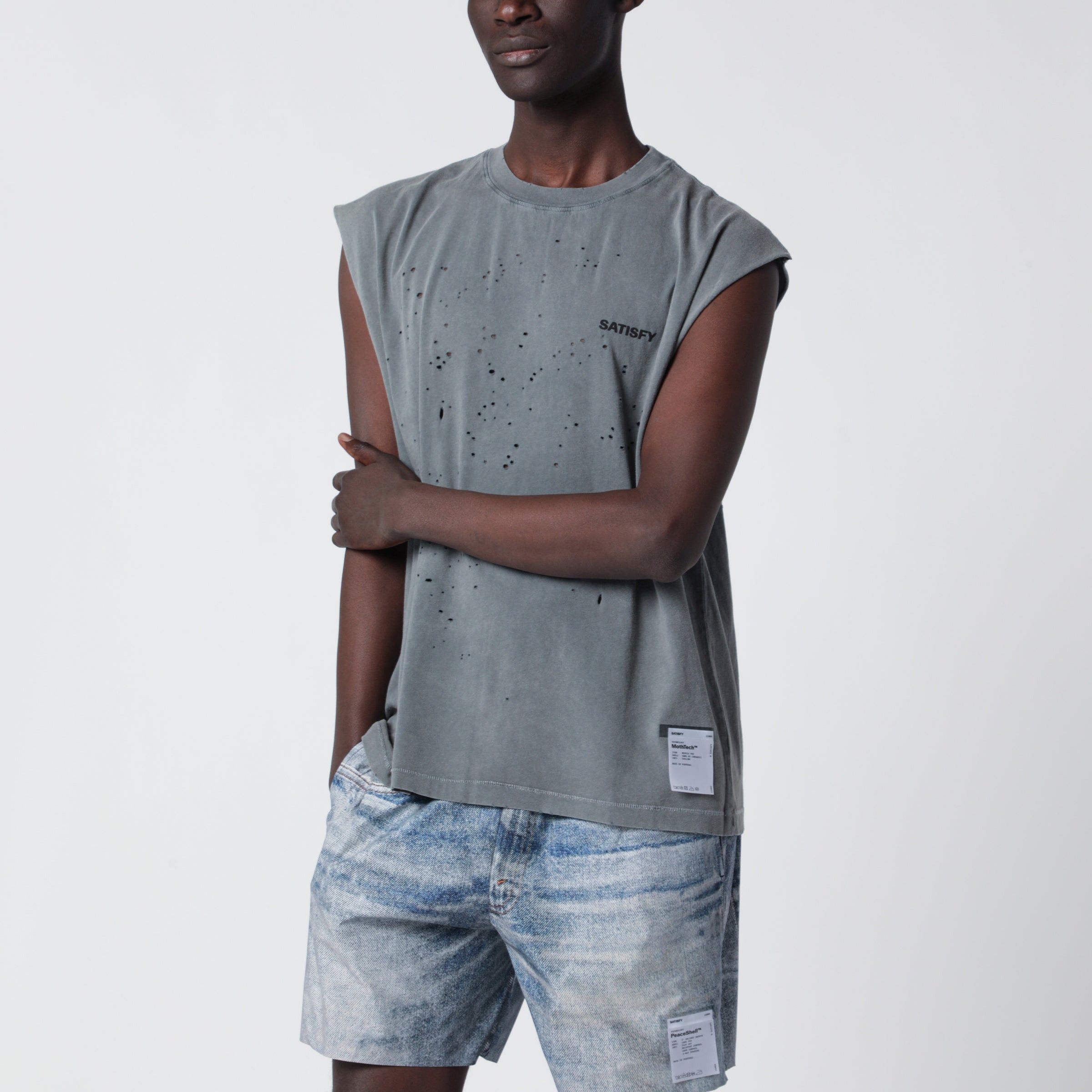 Satisfy Satisfy Mothtech Faded Black Tank Top With Perforations Size US S / EU 44-46 / 1 - 1 Thumbnail