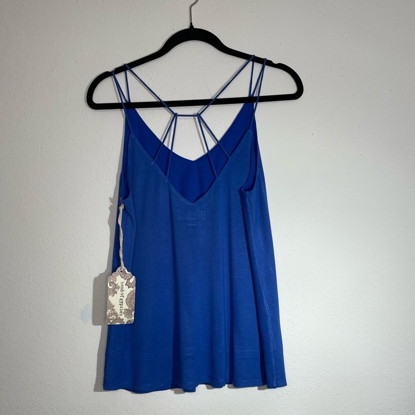 Other Band of Gypsies Blue V-Neck Strappy Back Tank Top Small NWT Size S / US 4 / IT 40 - 5 Thumbnail