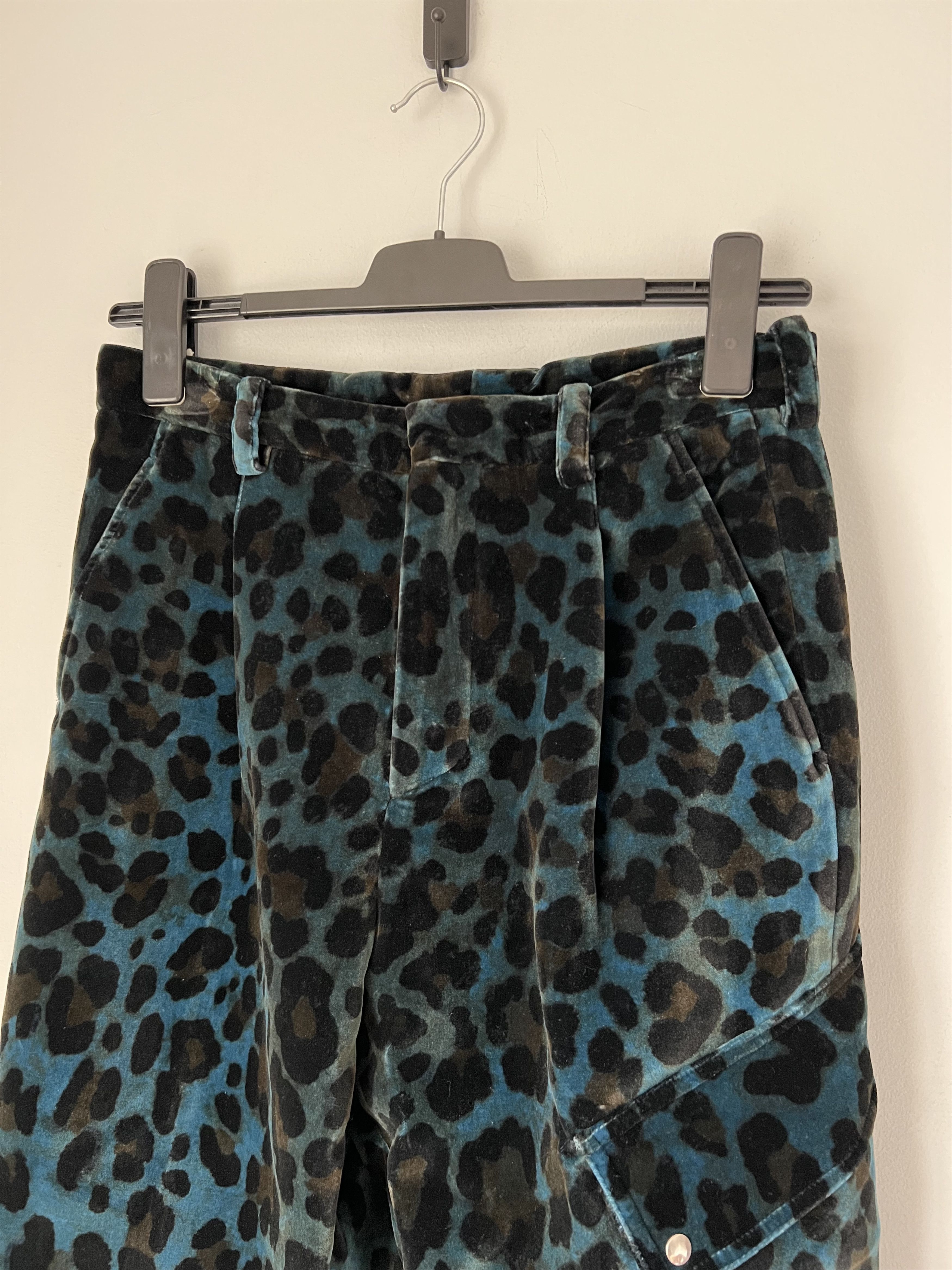 OAMC OAMC Velour Leopard Combine Cargo Pants in Blue Size US 32 / EU 48 - 2 Thumbnail