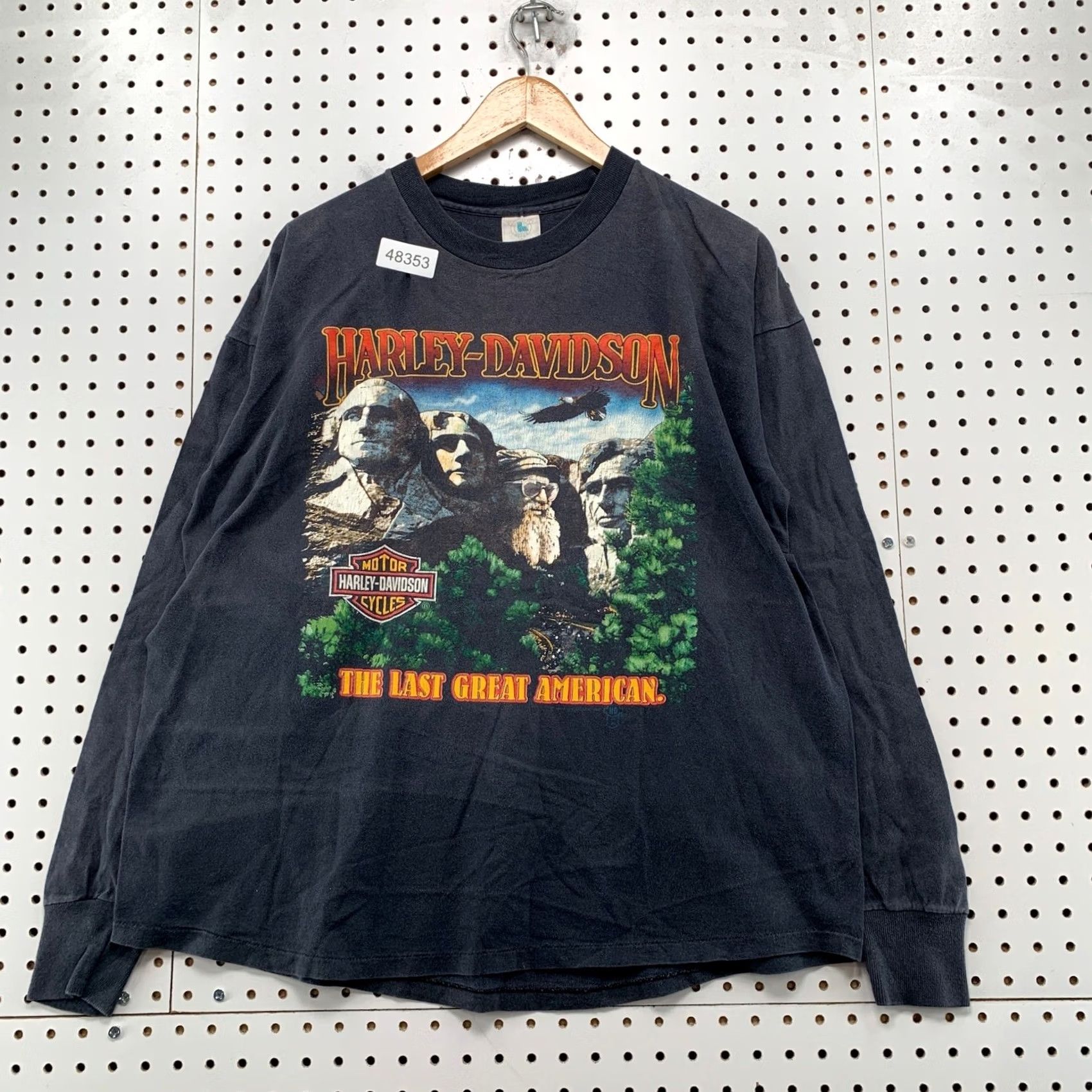Harley Davidson VINTAGE Harley-Davidson Long Sleeve Shirt Mens 2XL Black Mount Rushmore Graphic Print Logo 100% Cotton Jersey Double-Sided Crew Neck Size US XXL / EU 58 / 5 - 2 Thumbnail