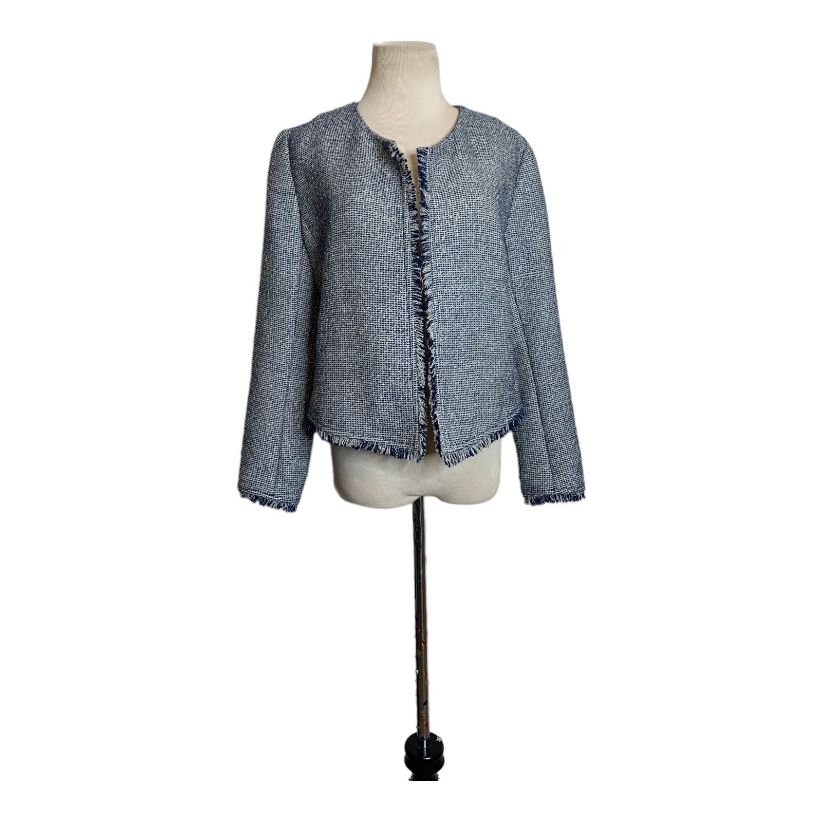 Banana Republic Banana Republic blue tweed fringe trims open lined blazer 6 Size M / US 6-8 / IT 42-44 - 10 Thumbnail