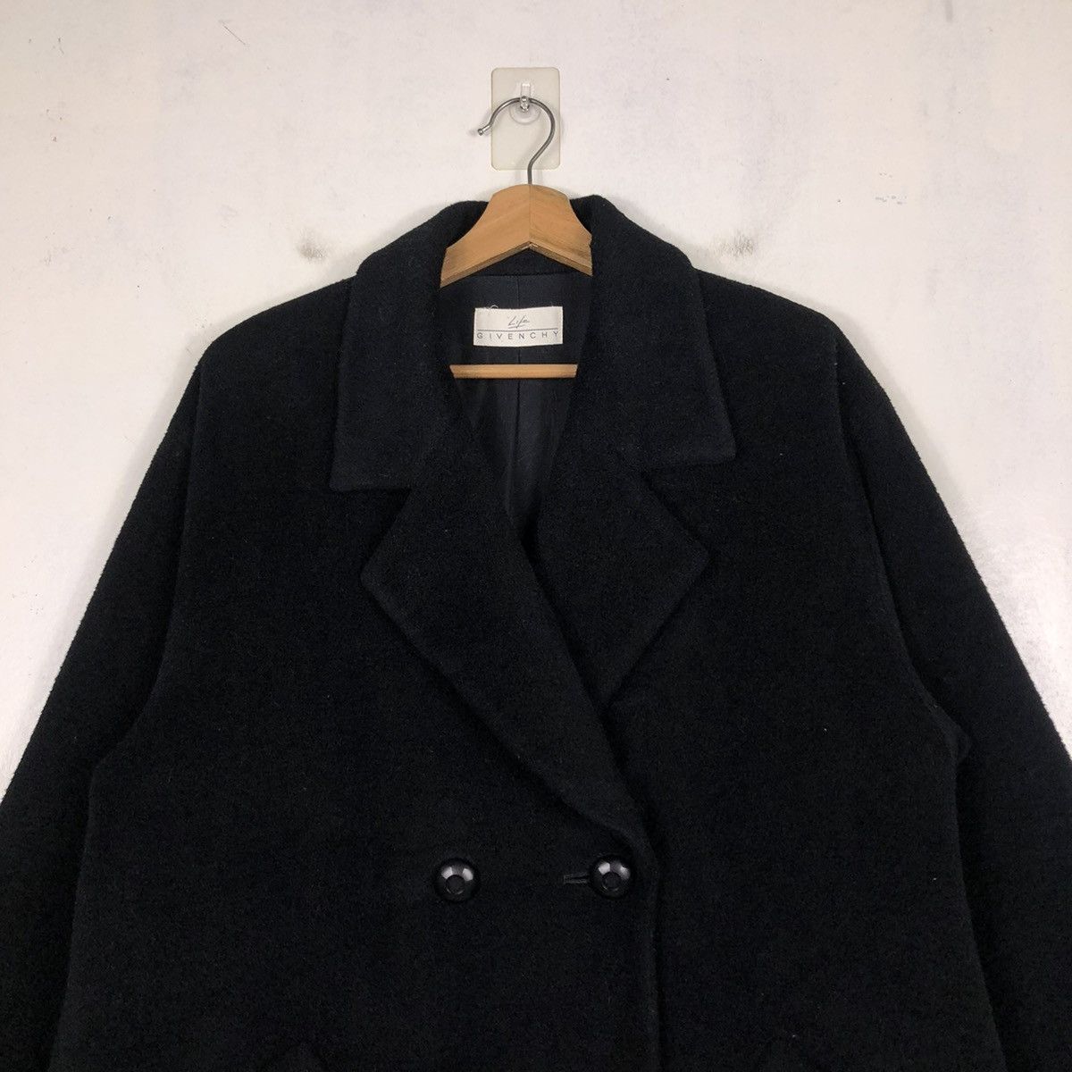 Designer × Givenchy × Vintage 📌RICH BLACK DOUBLE COLLAR WOOL LONG JACKET GIVENCHY Size US M / EU 48-50 / 2 - 5 Thumbnail
