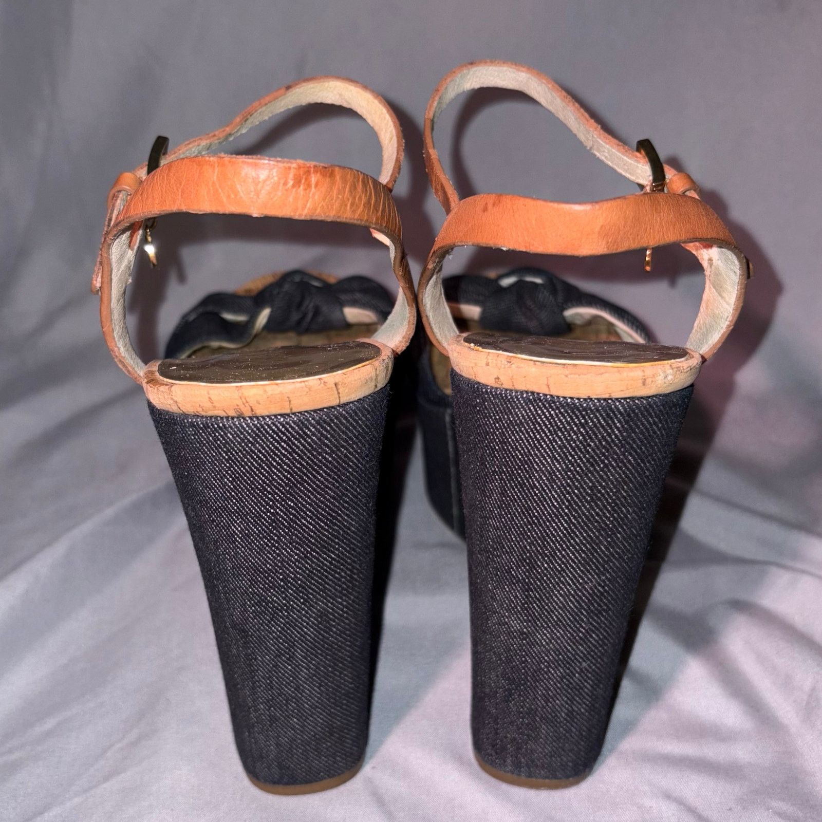 Michael Kors Michael Kors Denim Cork Wedge Sandals 8.5M Espadrille Heels Size US 8.5 / IT 38.5 - 4 Thumbnail