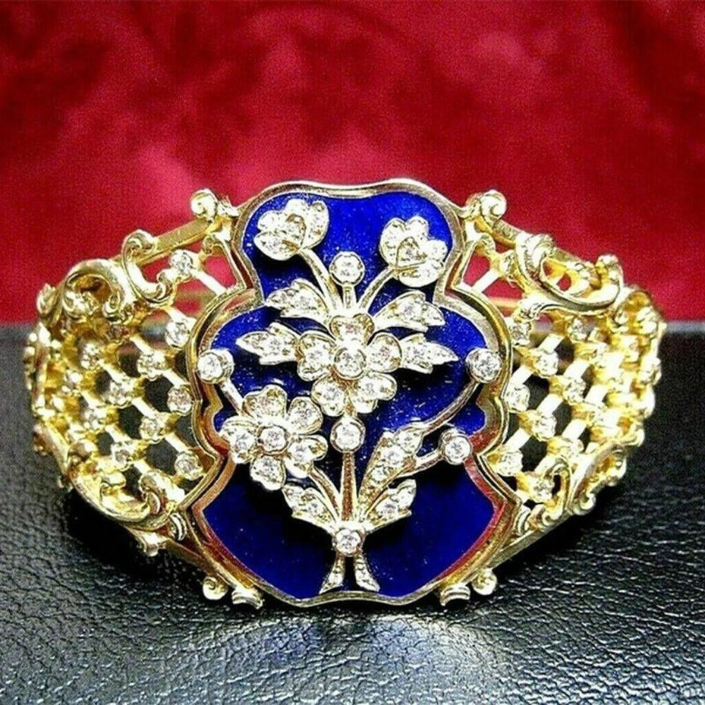 Designer 925 Silver Handmade Blue Enamel Art Deco Ring - Size 7 Size ONE SIZE - 9 Thumbnail