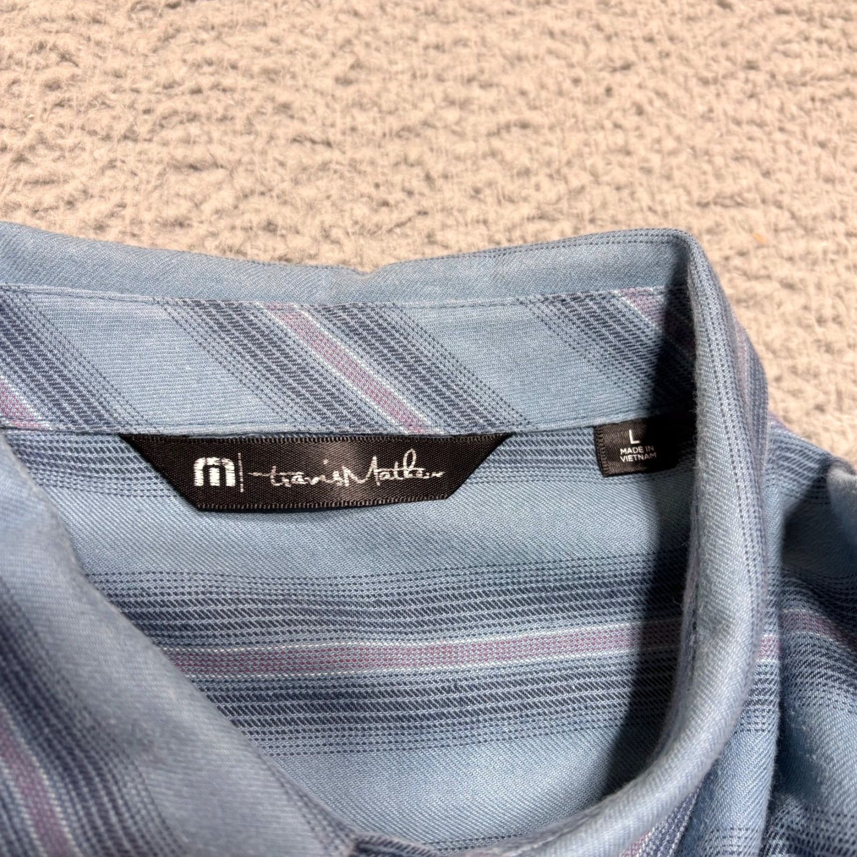 TravisMathew Travis Mathew Shirt Mens L Blue Striped Button-Up Long Sleeve Cotton Blend Stretch Casual St​yle Fashion Size US L / EU 52-54 / 3 - 3 Thumbnail