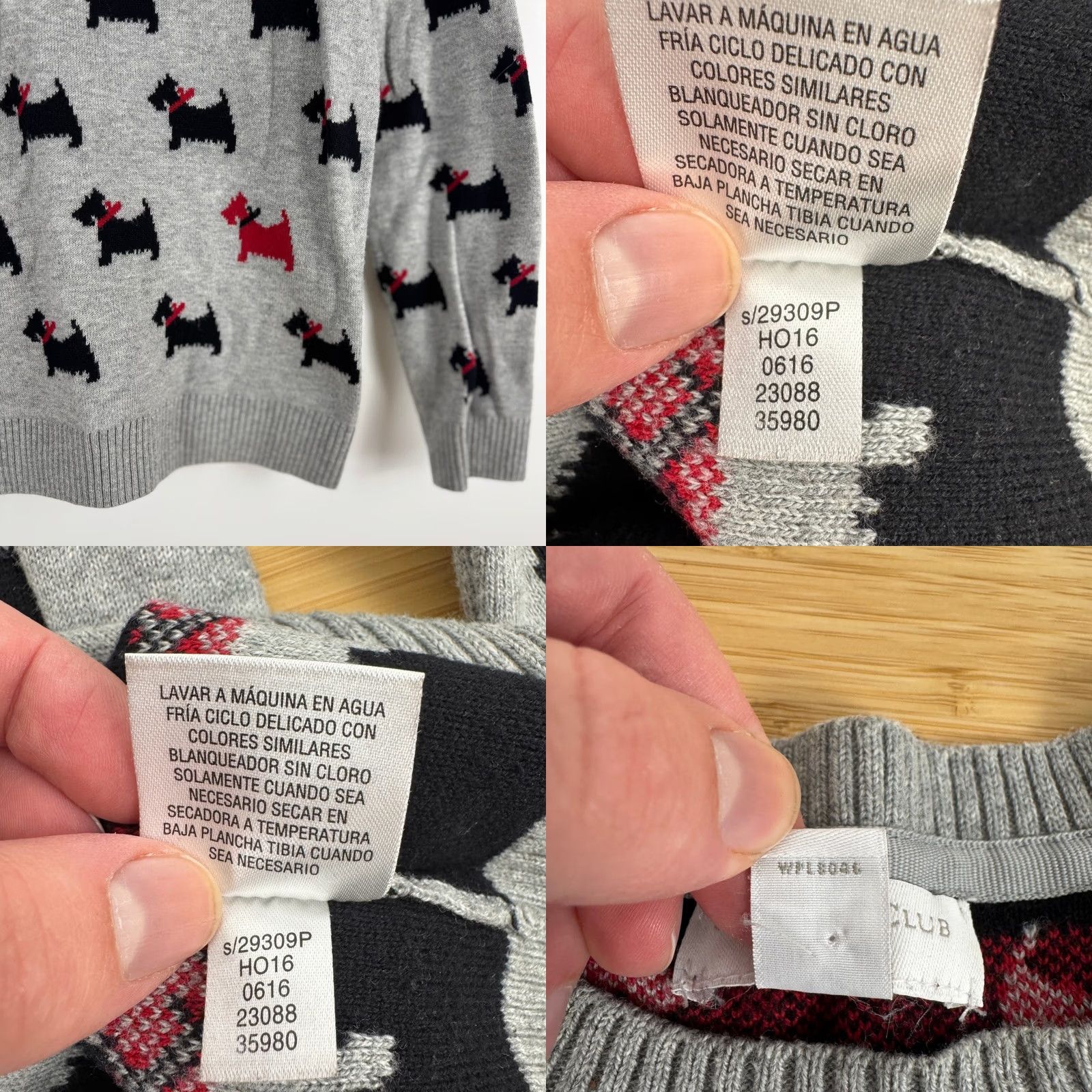 Charter Club Charter Club Petite Sweater Scottie Dog Print Gray Cotton Blend PS Women Size S / US 4 / IT 40 - 9 Thumbnail