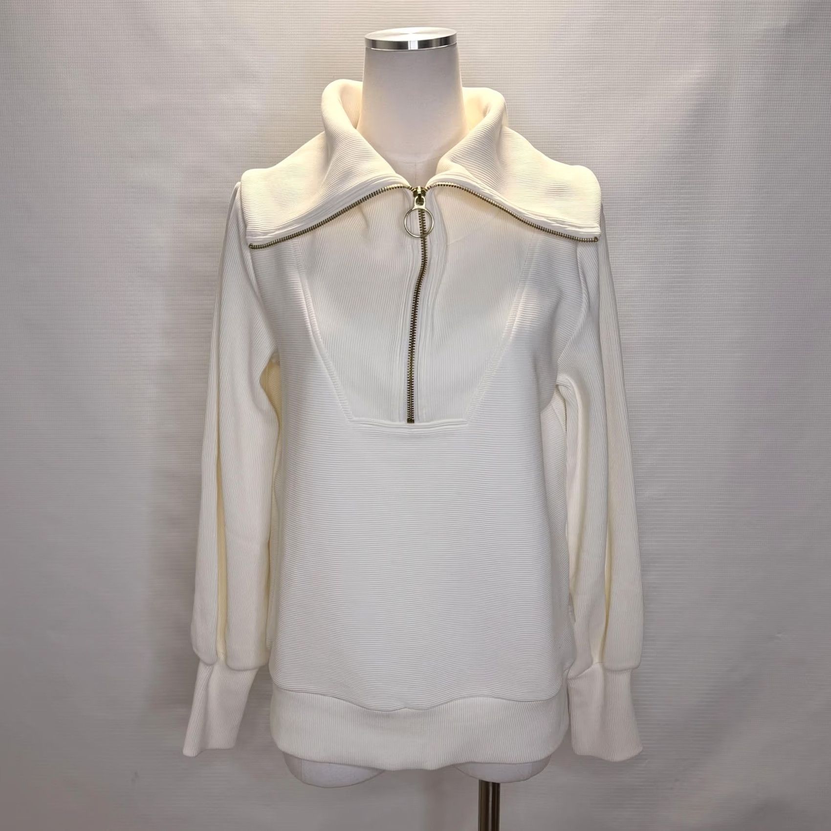 Varley Varley Womens Sweatshirt Vine Half Zip High Neck 2XS White Balloon Sleeve Pullover Size XXS / US 00 / IT 34 - 5 Thumbnail