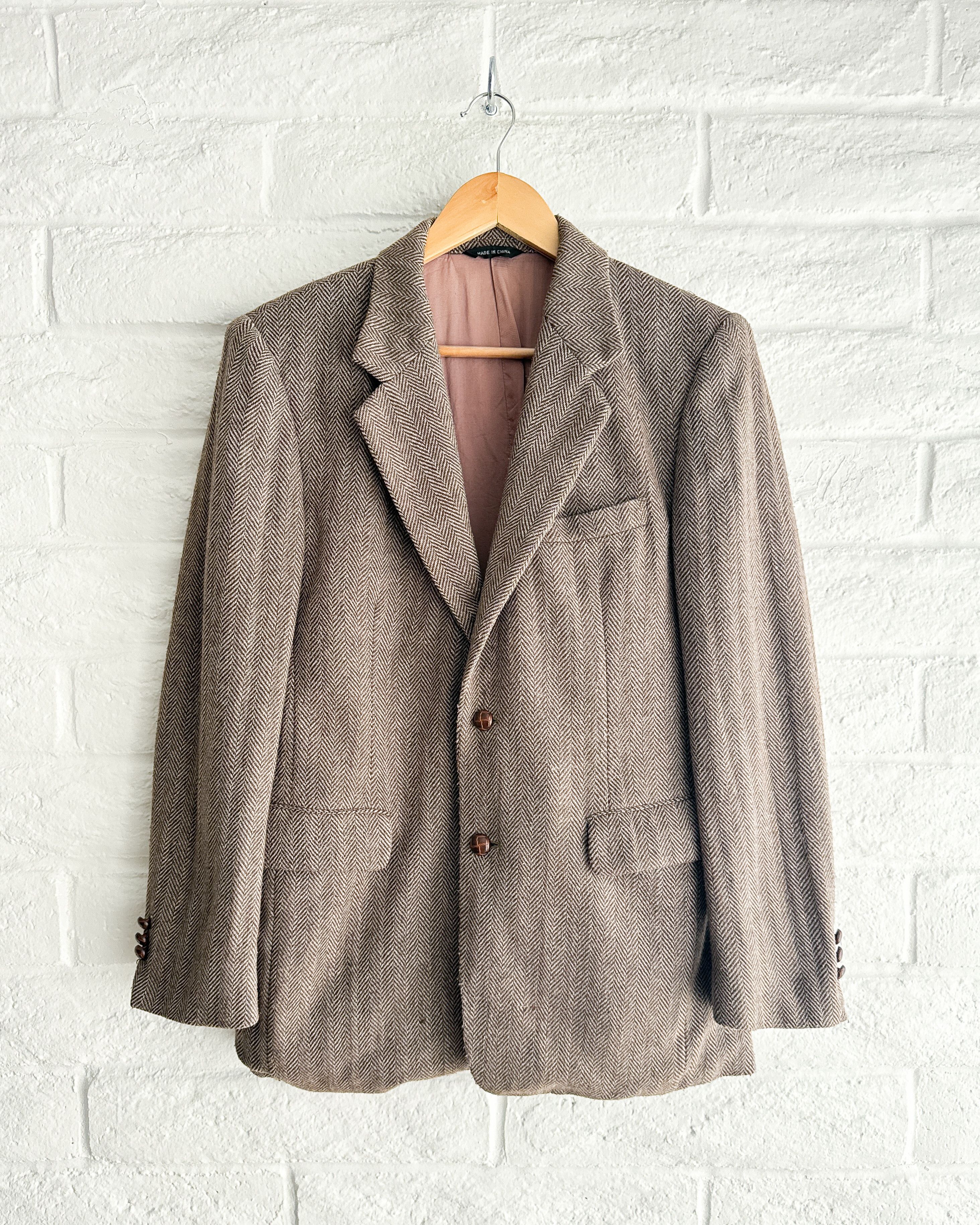 Vintage Vintage 90s Oakton Herringbone Tweed Blazer Suit Jacket 38R Size 38R - 1 Thumbnail