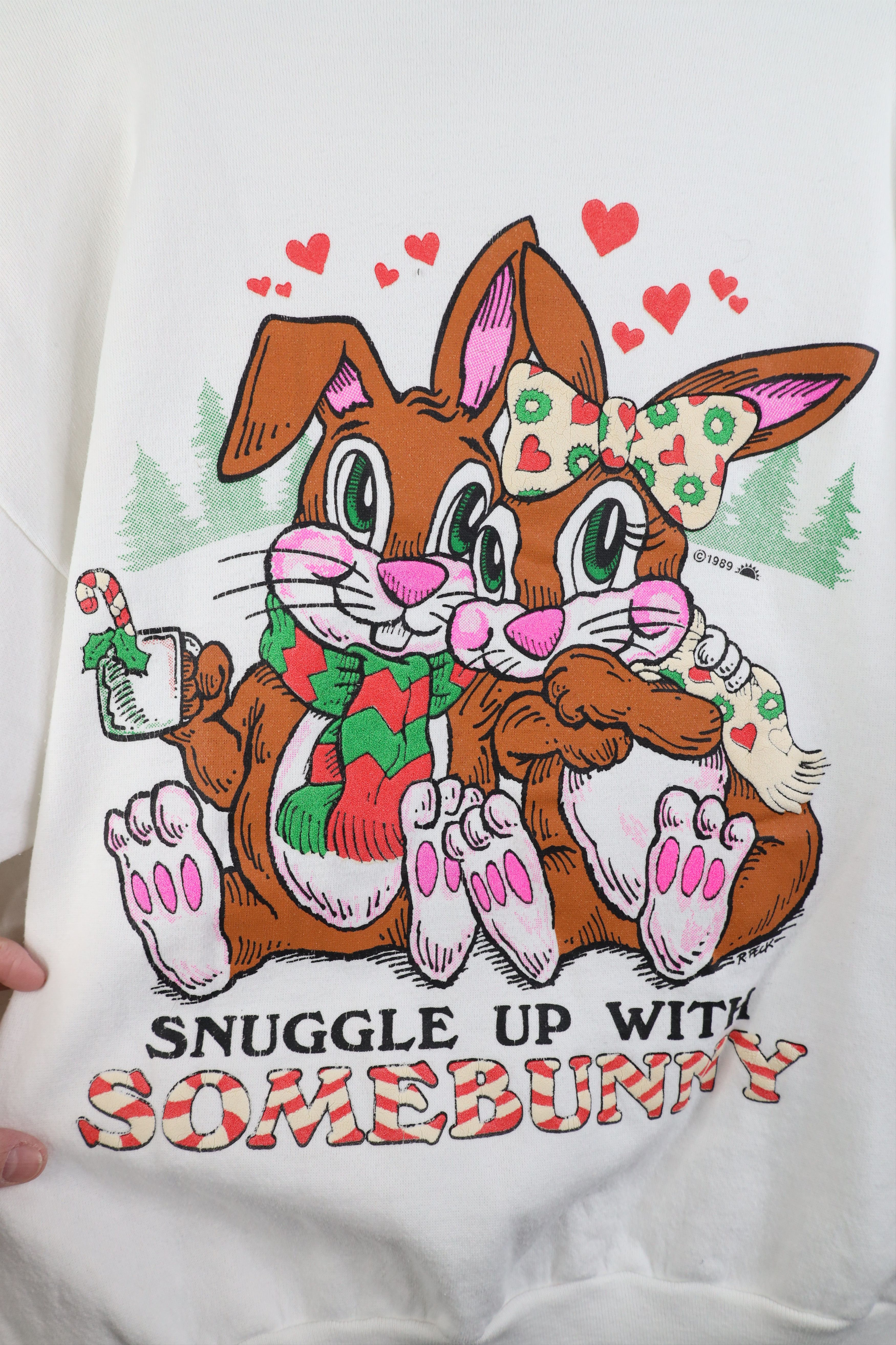 Vintage Vintage 90s Streetwear Christmas Snow Bunny Heart Sweatshirt Size L / US 10 / IT 46 - 11 Thumbnail