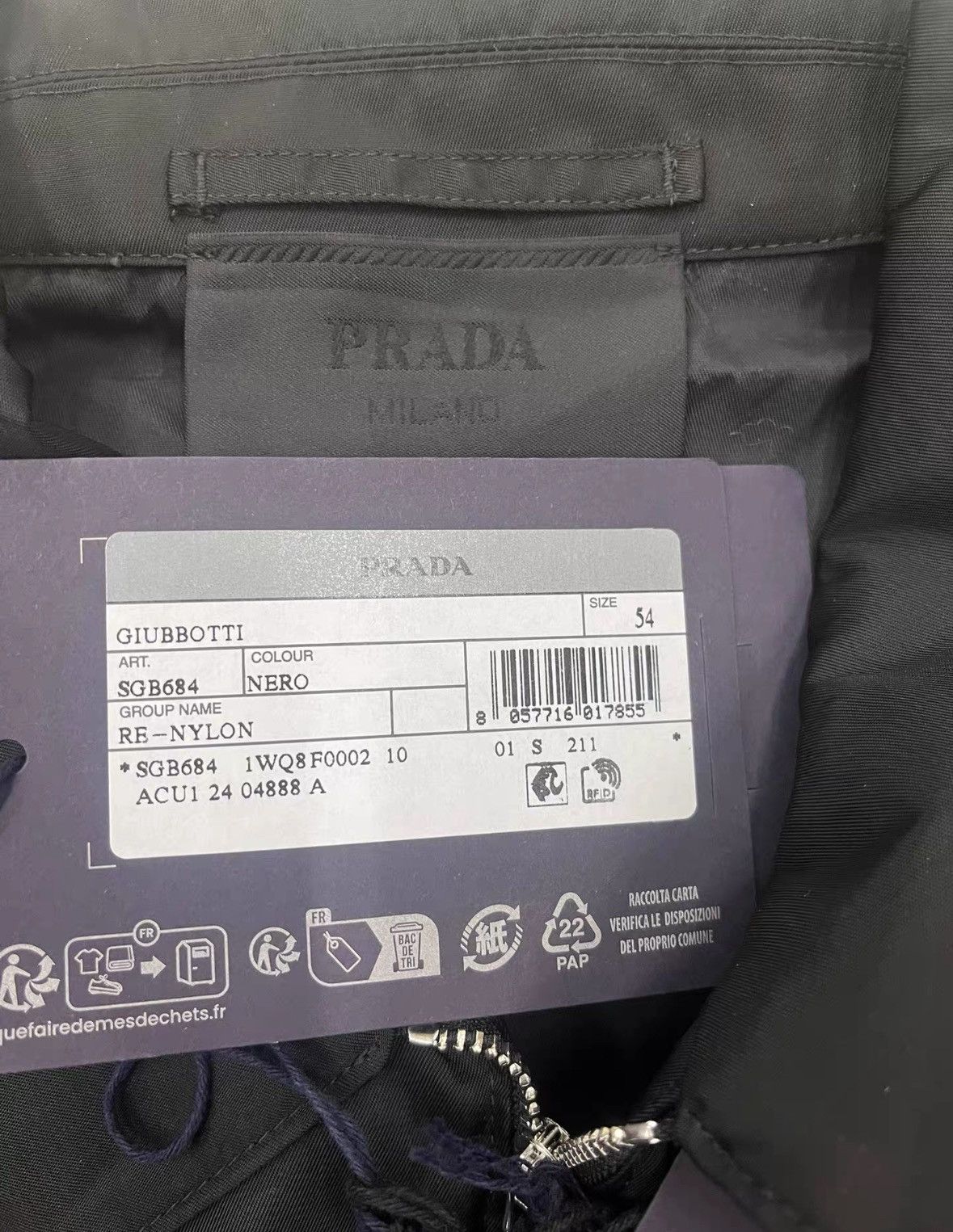 Prada Prada Logo Zip Long Sleeve Jacket for Men-2506 Size US L / EU 52-54 / 3 - 5 Thumbnail