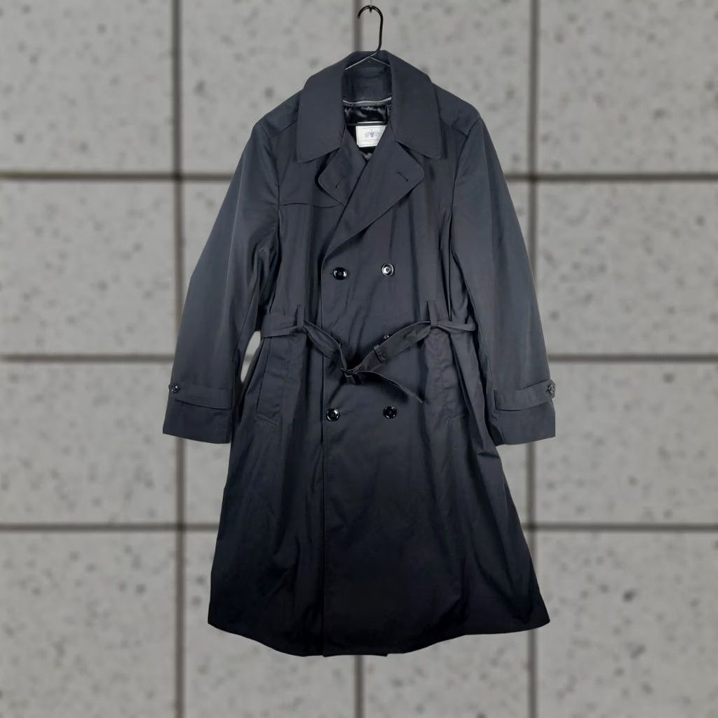 American Apparel VINTAGE American Apparel Trench Coat Mens 44L Black Long Coat Casual Business Winter Fall Spring Polyester Button Mens Size US S / EU 44-46 / 1 - 1 Thumbnail