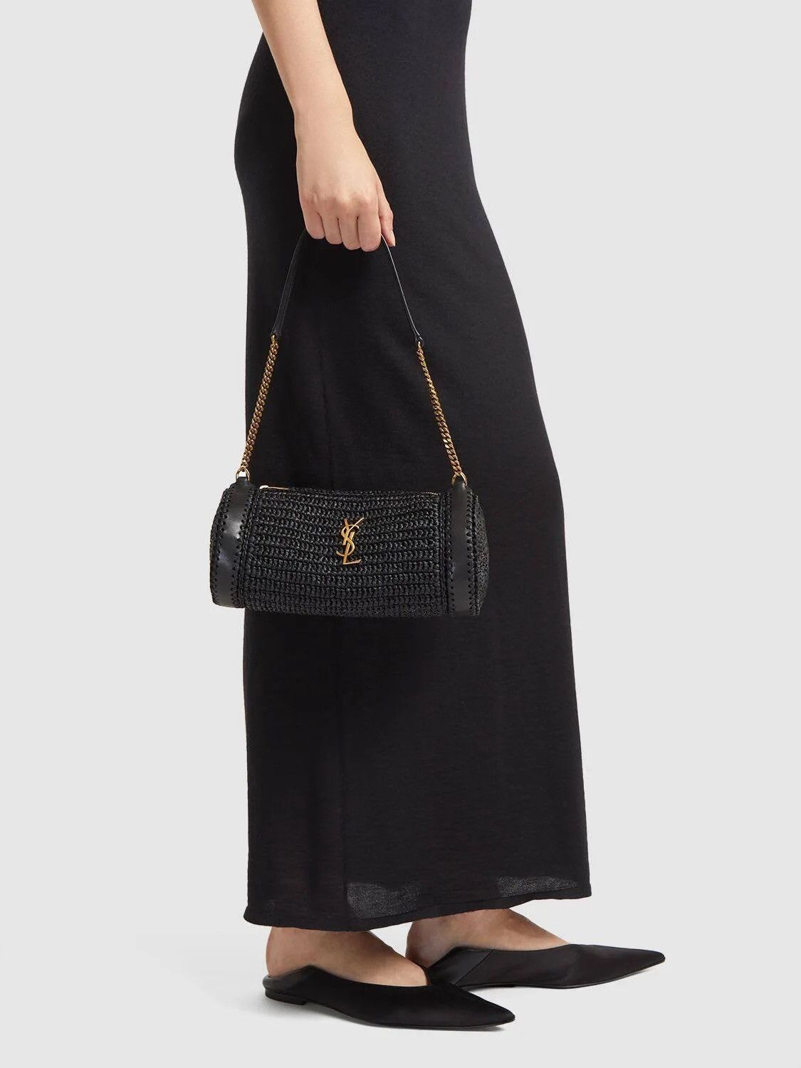 Saint Laurent Paris Saint Laurent Cassandre Small Cylinder Bag 'Noir' Size ONE SIZE - 4 Thumbnail