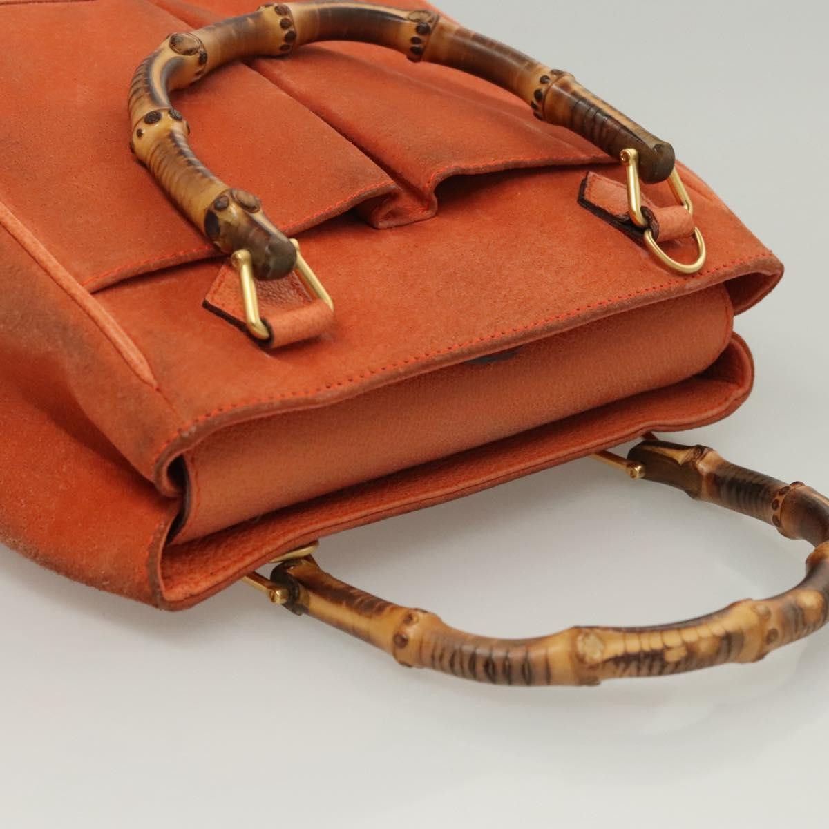 Gucci GUCCI Bamboo Hand Bag Suede Orange Gold 000 123 000 123 Size ONE SIZE - 7 Thumbnail