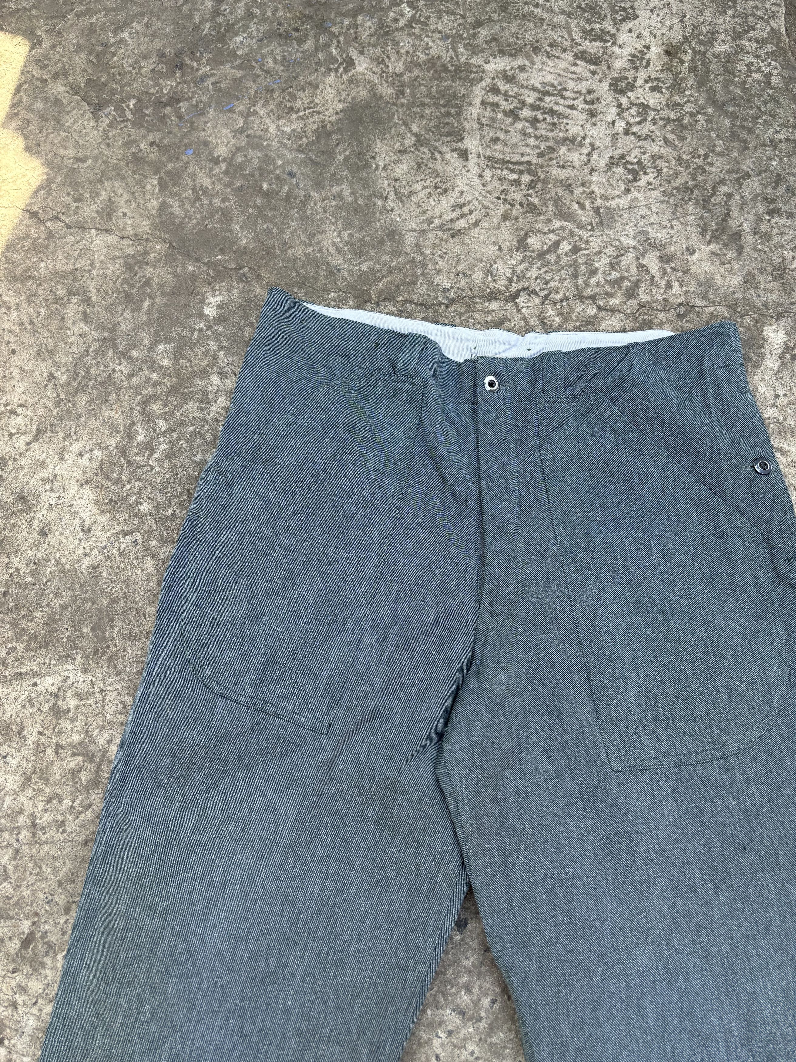 Le Laboureur Vintage 60s Swiss Army Salt n Pepper Prison Work Denim Pants Size US 36 / EU 52 - 2 Thumbnail