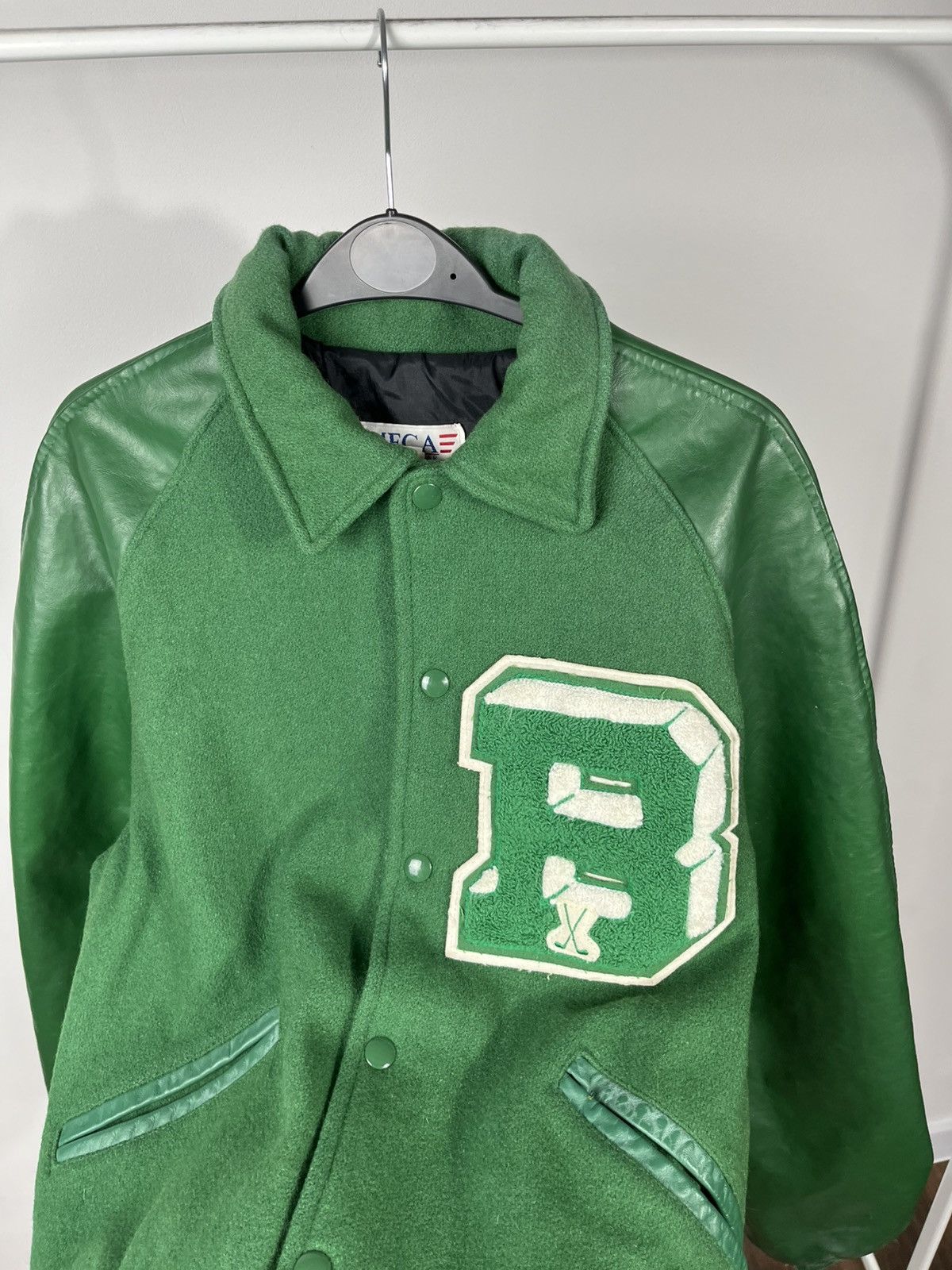 Other Vintage USA Varsity Jacket Green Wool Leather Size M Size US M / EU 48-50 / 2 - 13 Thumbnail
