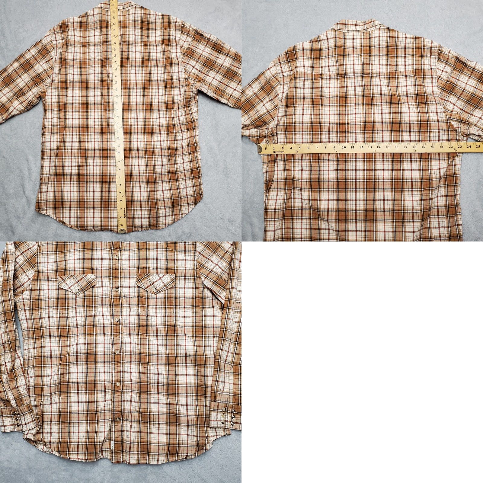 Vintage VINTAGE Buckle BKE Shirt Mens XL Brown Plaid Pearl Snap 100% Cotton Long Sleeve Western Size US XL / EU 56 / 4 - 8 Thumbnail