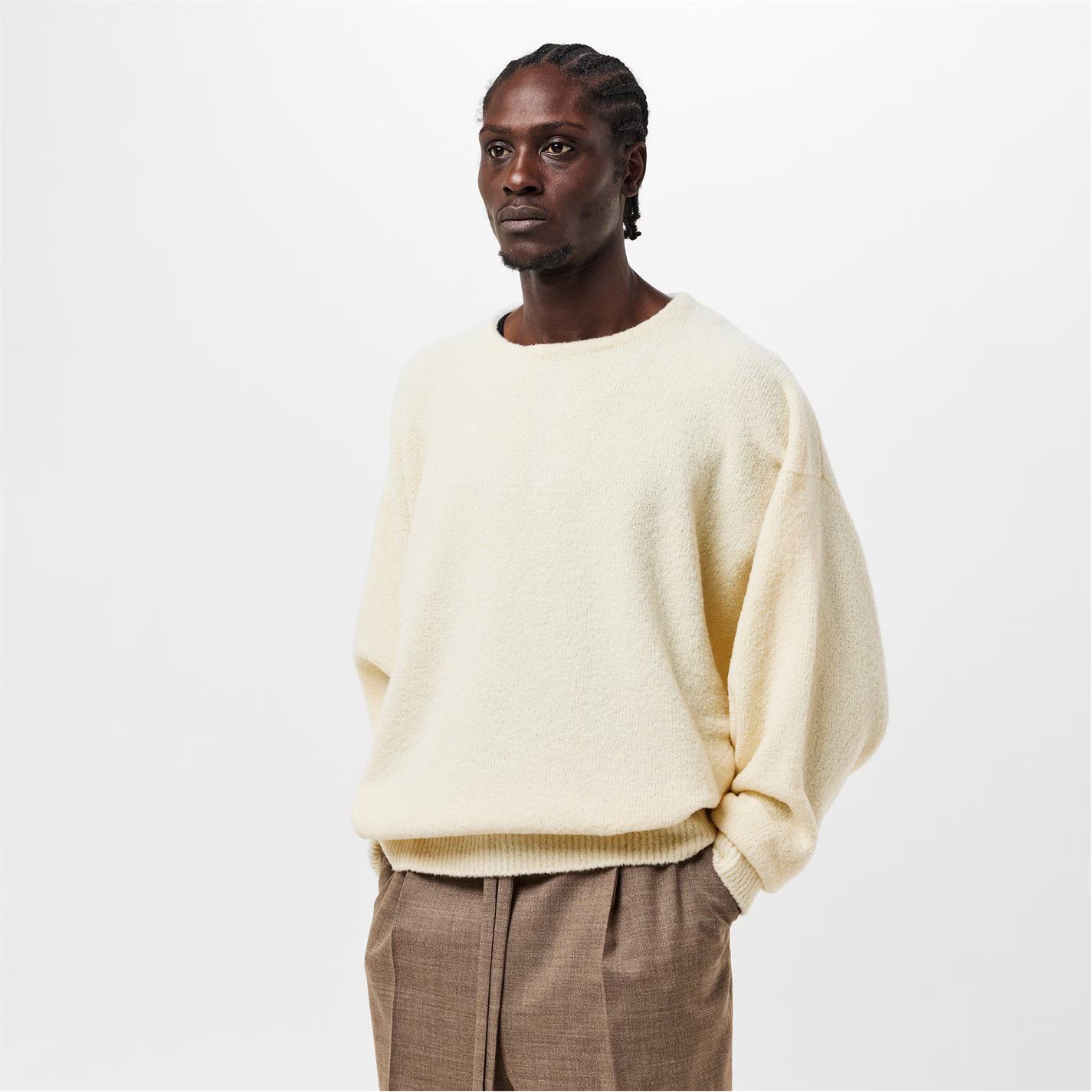Fear of God o1g2r1mq0426 Relaxed Fit Crew Neck Jumper in Cream Size US XL / EU 56 / 4 - 3 Thumbnail