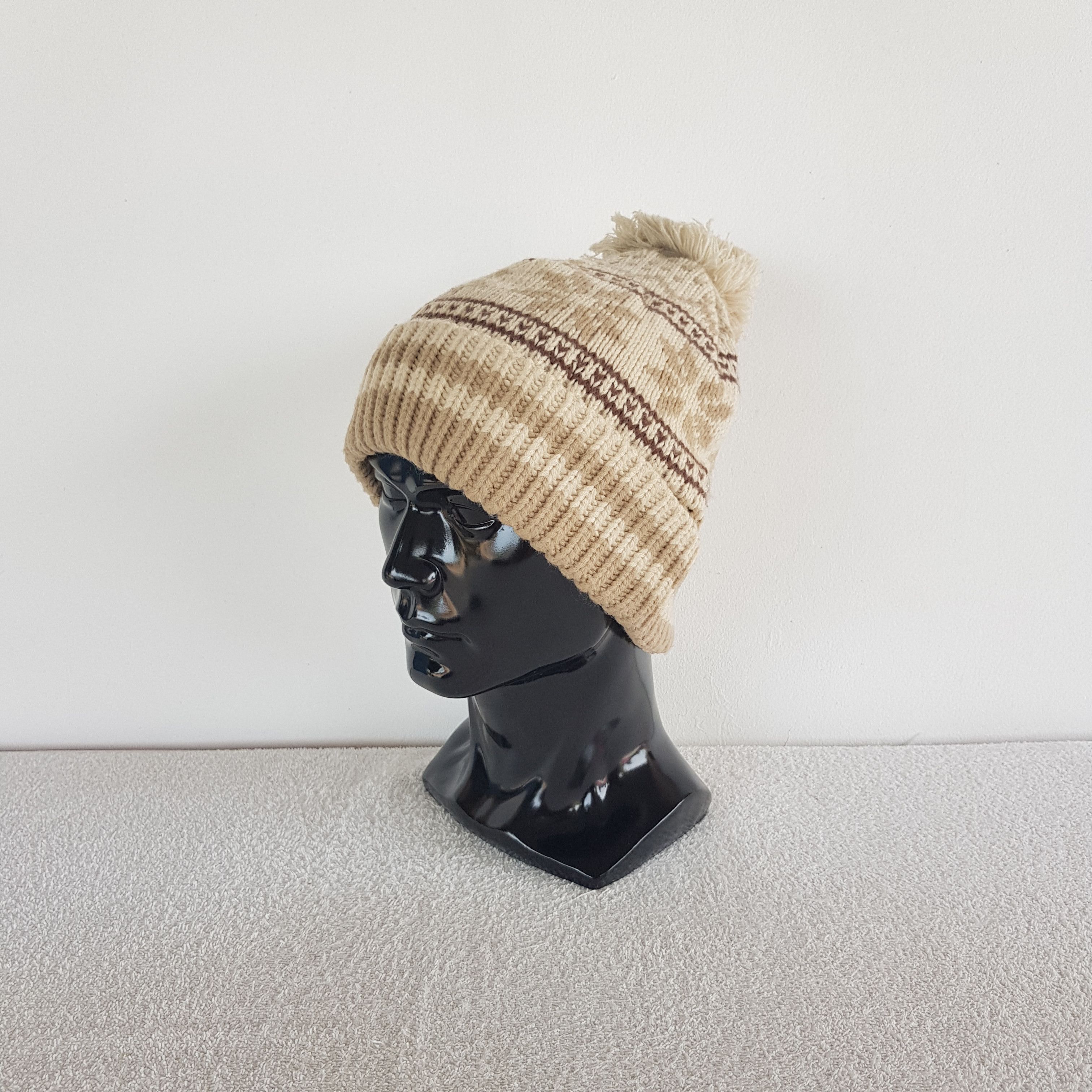 Homespun Knitwear Vintage Japanese Beanie Fair Isle Ribbed Knit Snow Caps Hats Size ONE SIZE - 1 Thumbnail