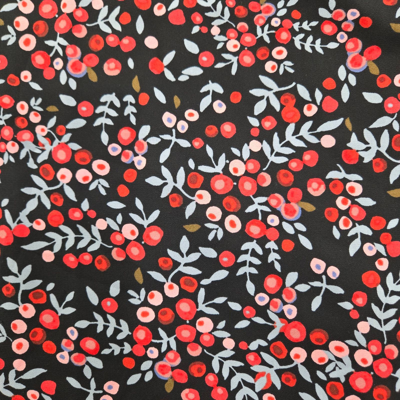 LOFT Black Floral Berry Print Retro Dress Size Small