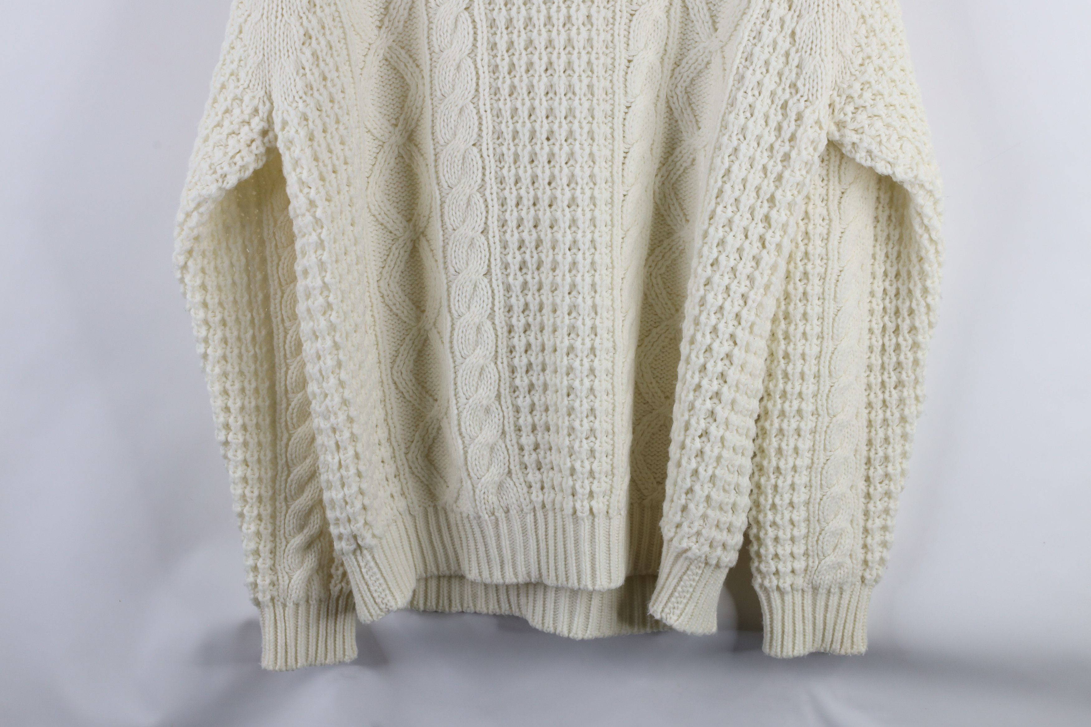 Vintage Vintage 70s Streetwear Knit Fisherman Sweater Cream Acrylic Size US XL / EU 56 / 4 - 7 Thumbnail