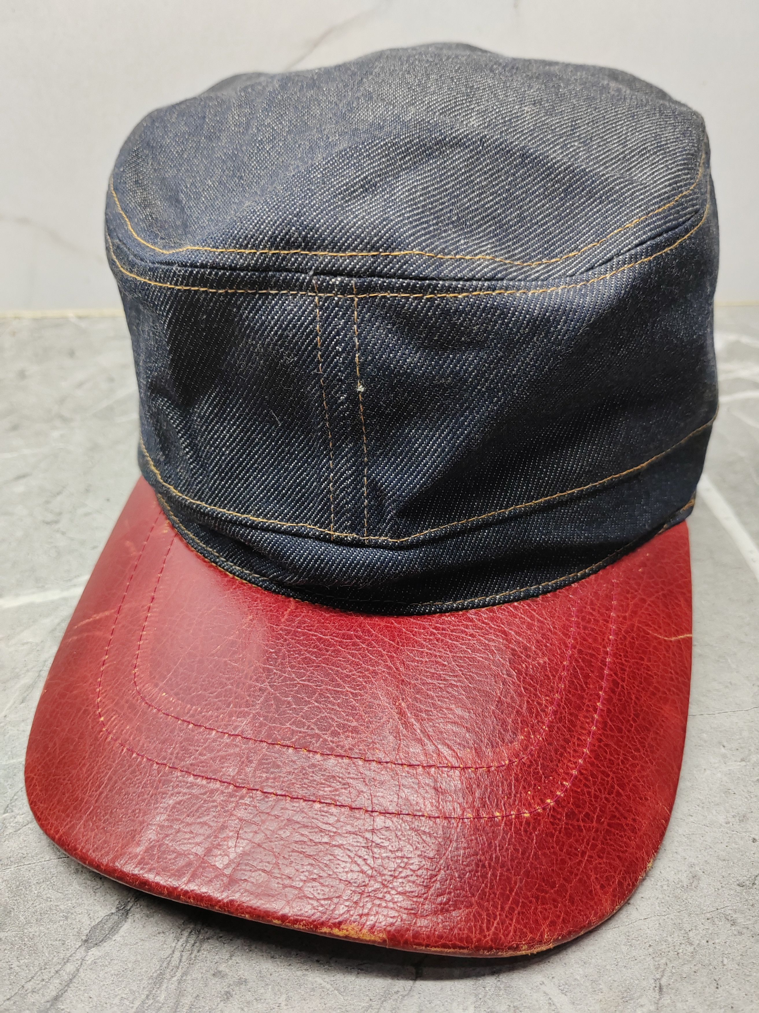 image of Ca4La Denim Brim Leather Style Cap Hat in Mix, Men's