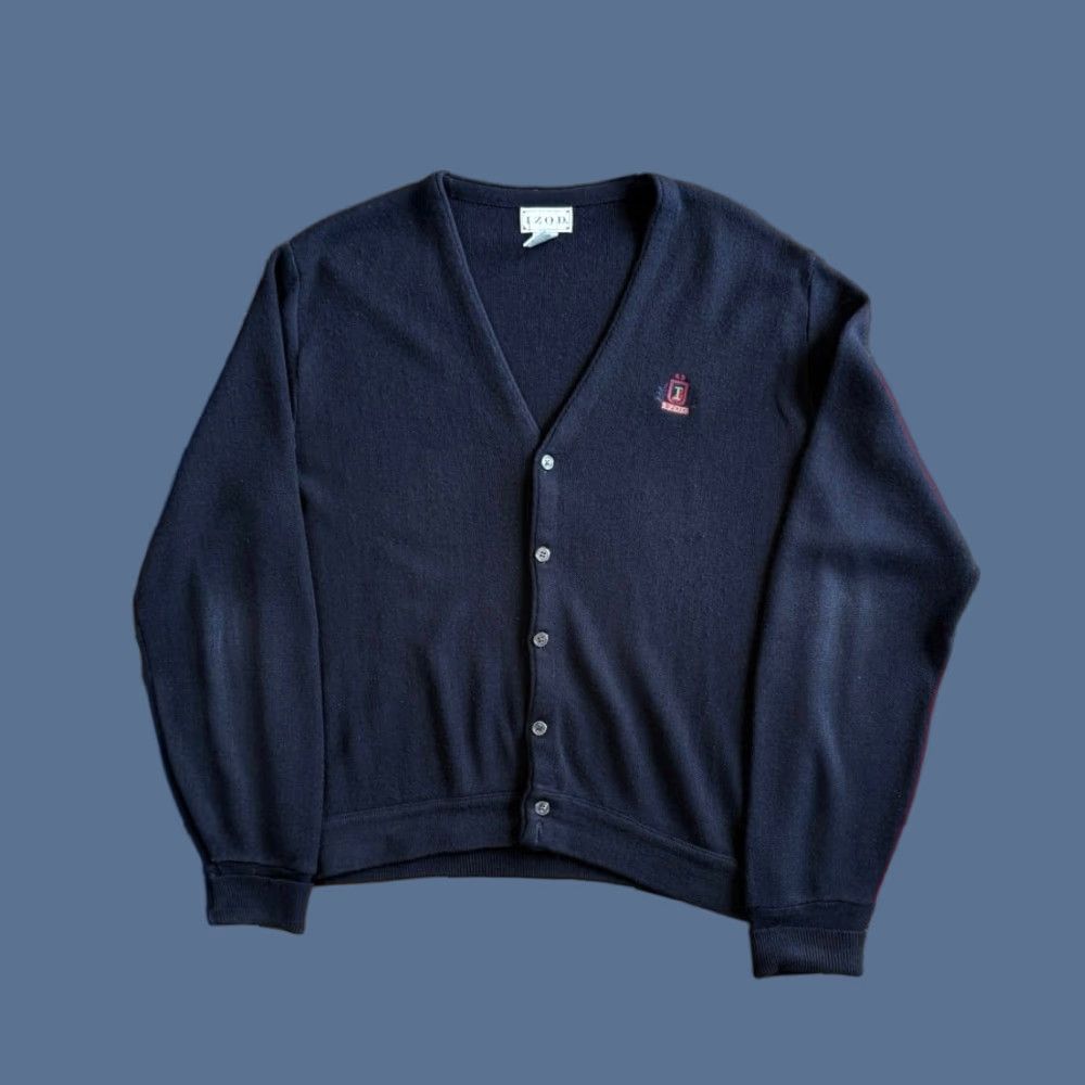 Izod VINTAGE 90s IZOD Cardigan Knit Sweater Mens L Blue Embroidered Regular Knit Long Sleeve Casual Size US L / EU 52-54 / 3 - 1 Thumbnail