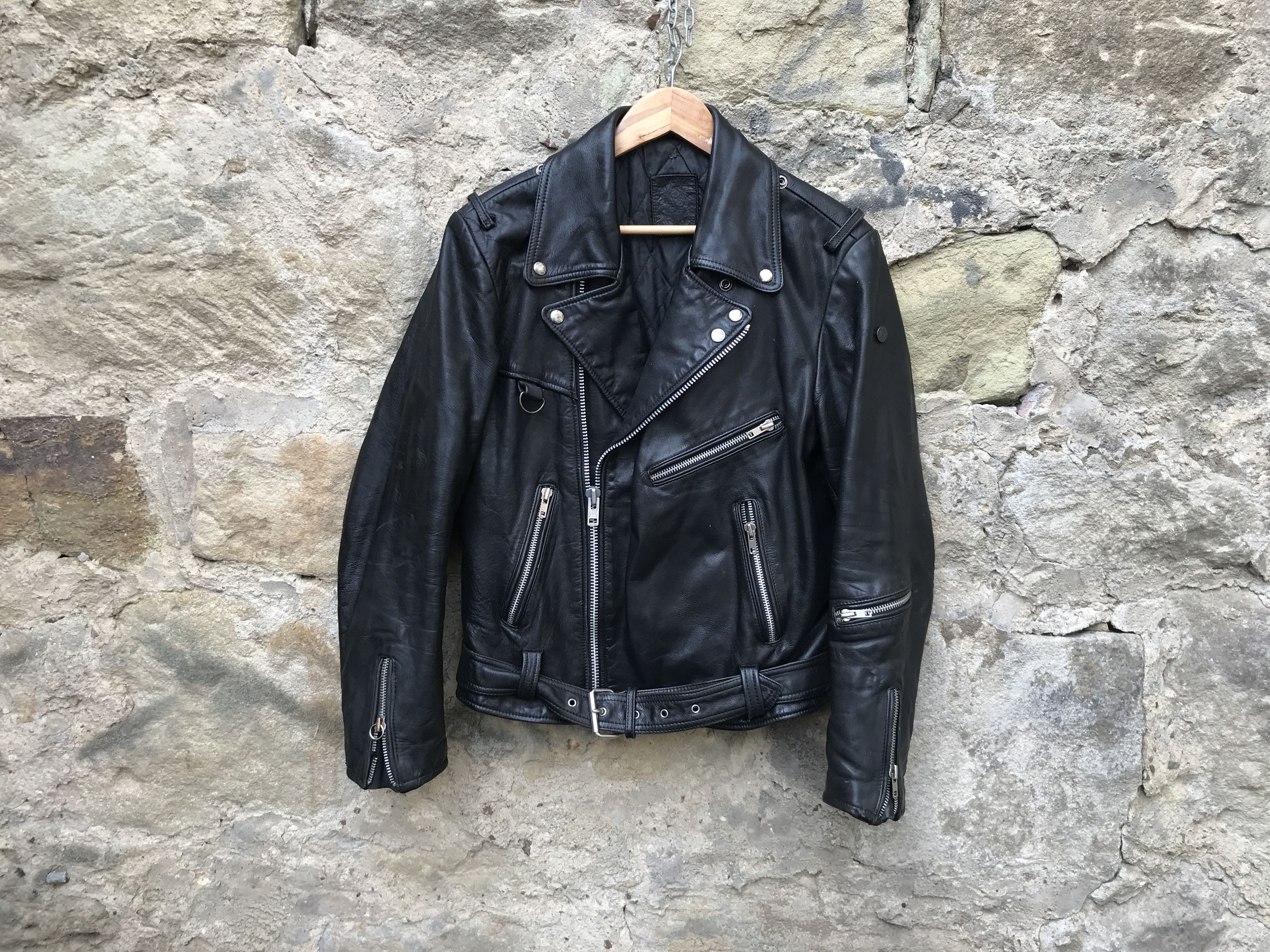 80's A.M.I LONDON レザー ジャケット size:L UK製 Vintage 70's 80's AMI London Black Leather Motorcycle Biker Jacket