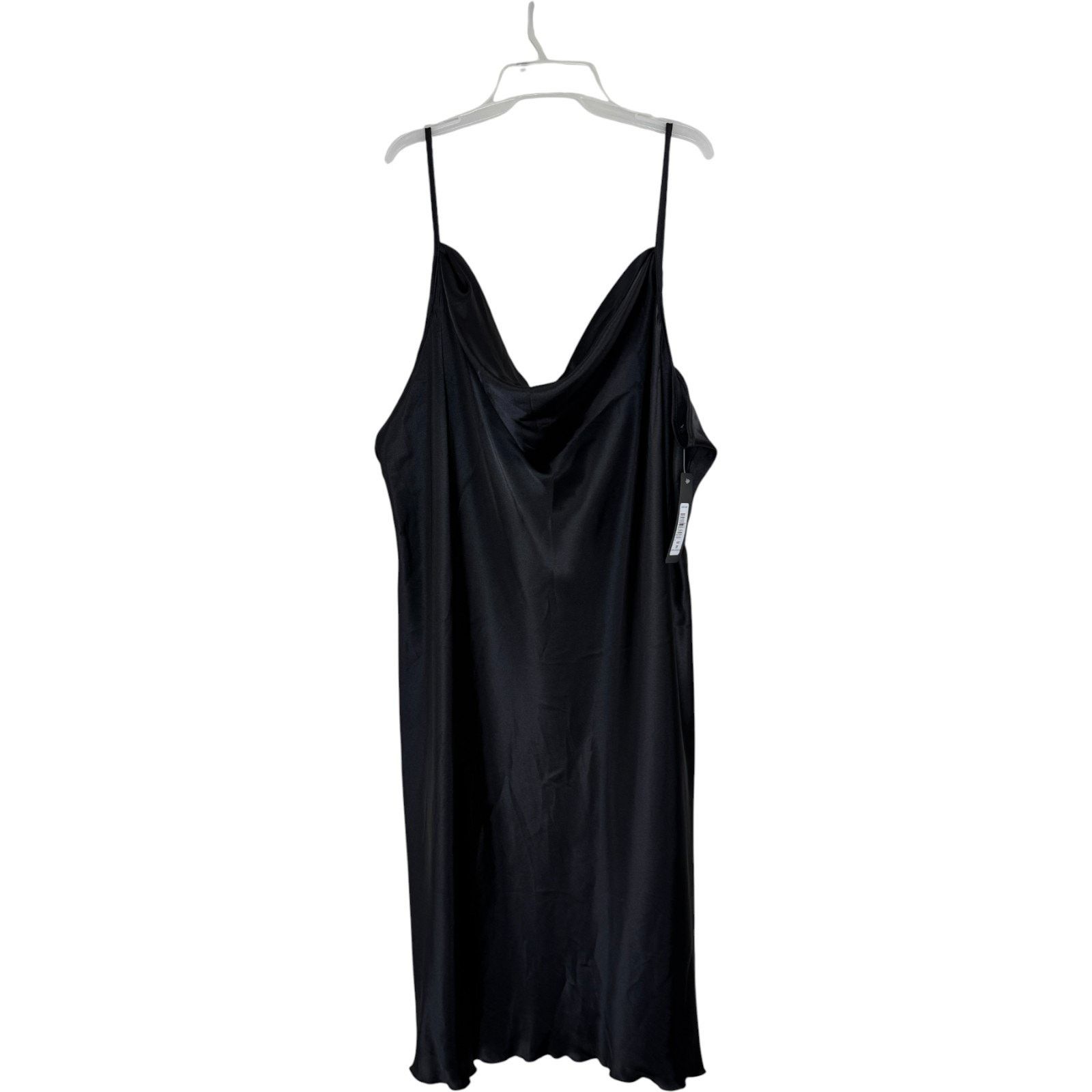 Bebe Bebe Dress 3X Black Slip Midi Cowl Neck Satin Style Size 3XL / US 20-22 - 1 Thumbnail