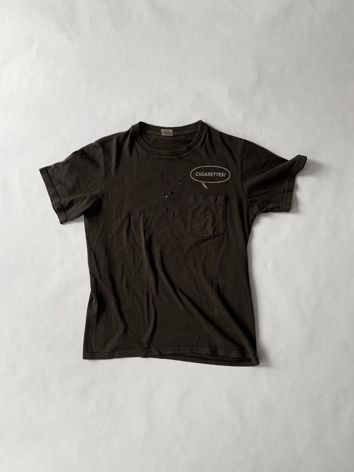 image of Number N Ine x Takahiromiyashita The Soloist Cigarettes Distressed Pocket Shirt in Brown (Size Smal