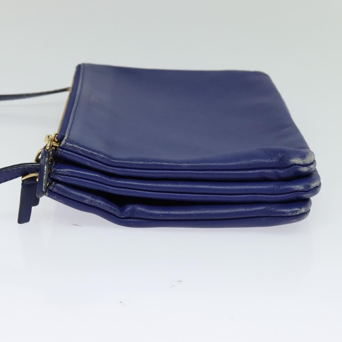 Celine CELINE Trio Shoulder Bag Leather Blue Gold Size ONE SIZE - 4 Thumbnail