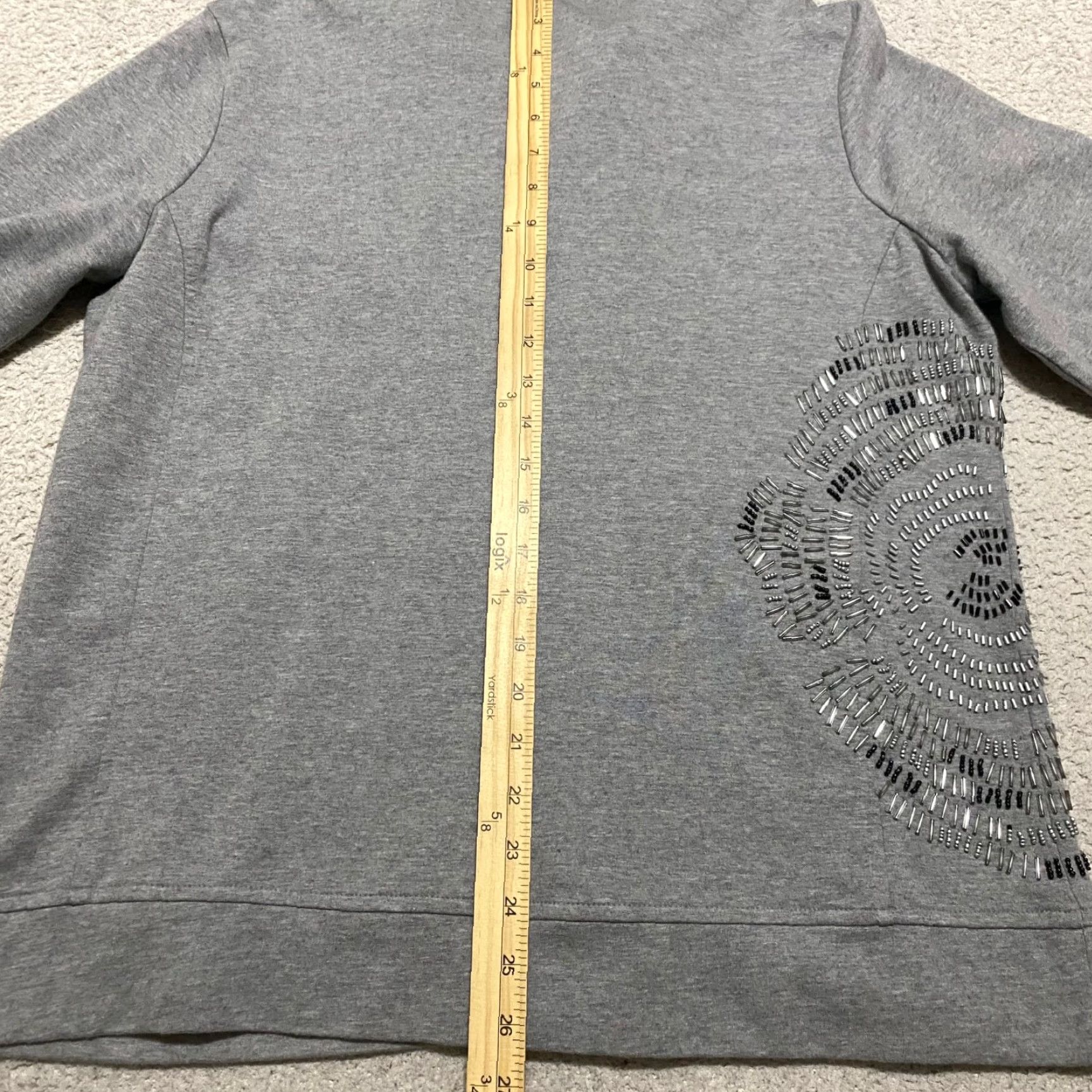 Vintage Chico's Zenergy Womens Jacket L Gray Bejeweled Long Sleeve Full Zip Pockets 90s Casual Travel Knit Cotton Size L / US 10 / IT 46 - 7 Thumbnail